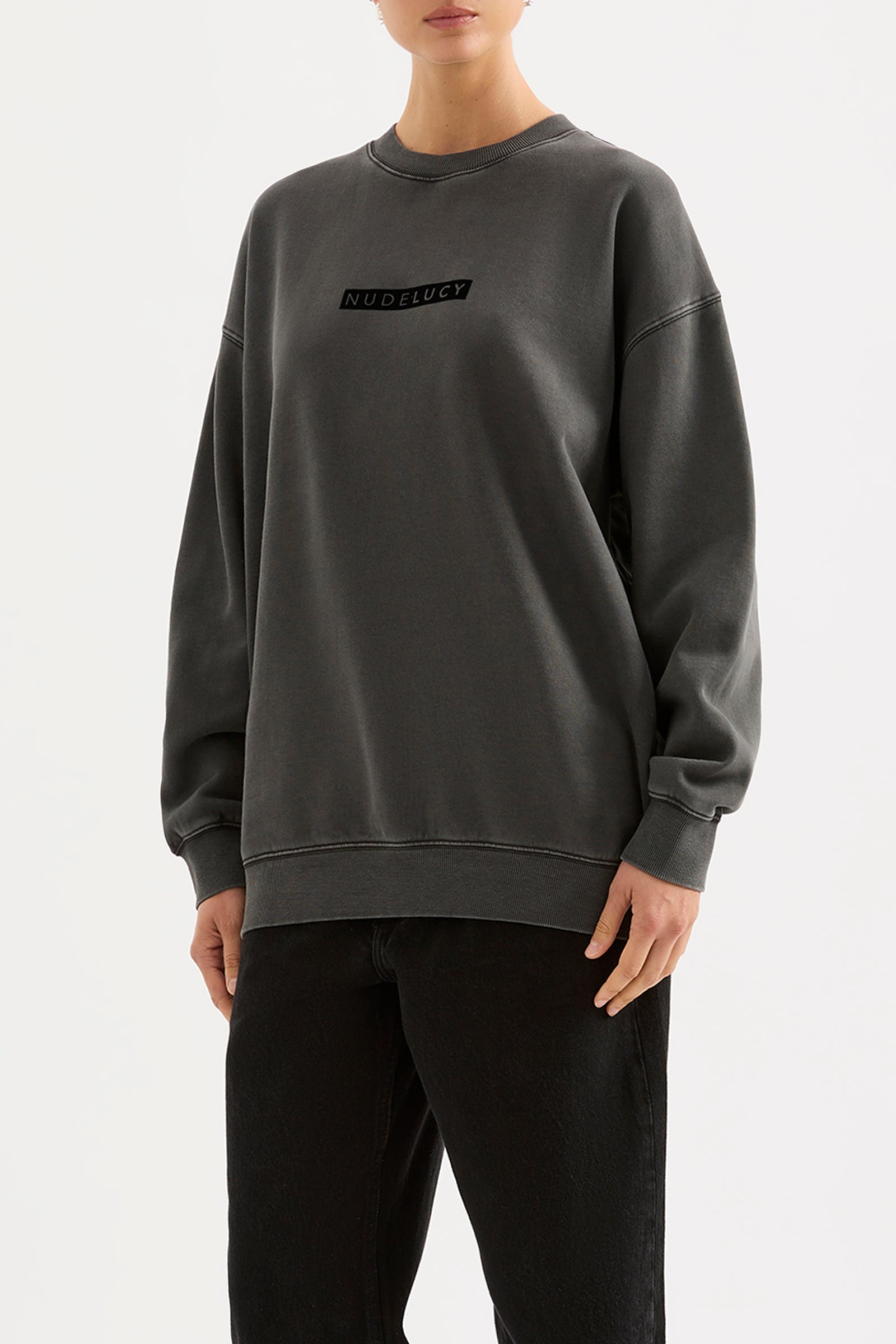 Nude Lucy Oversized Sweat Washed Black 