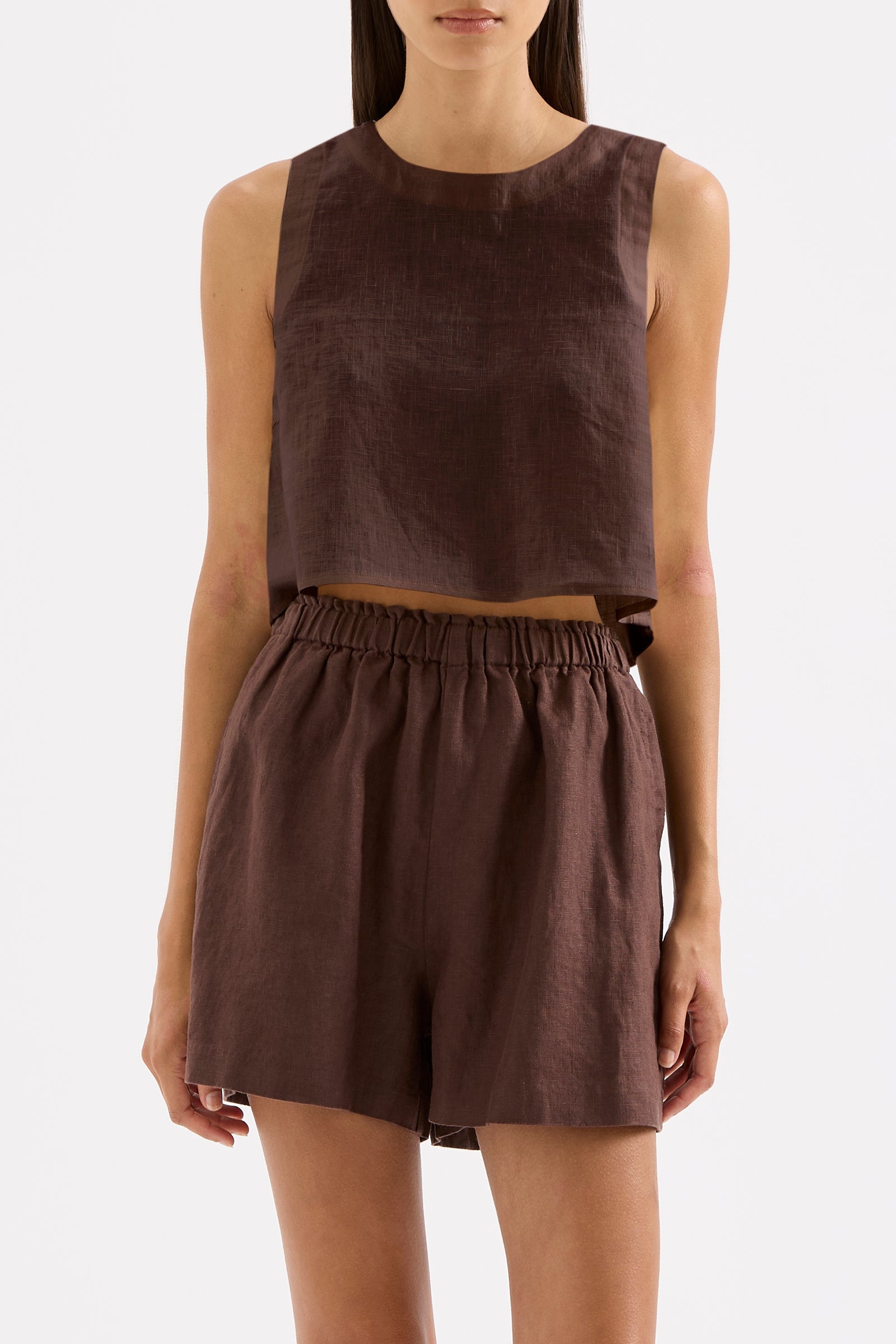 Sian Linen Top Chocolate 