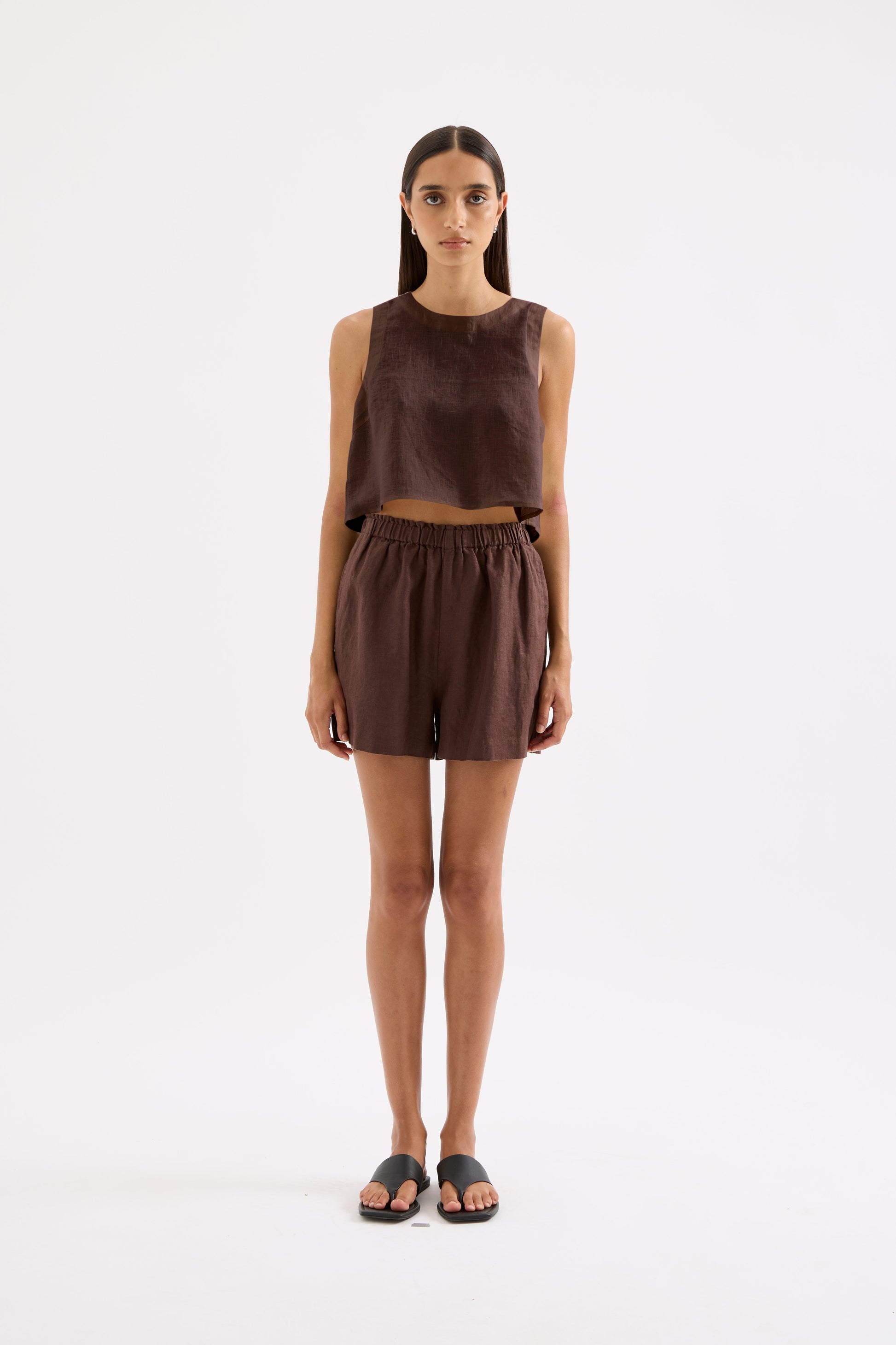 Sian Linen Top Chocolate 