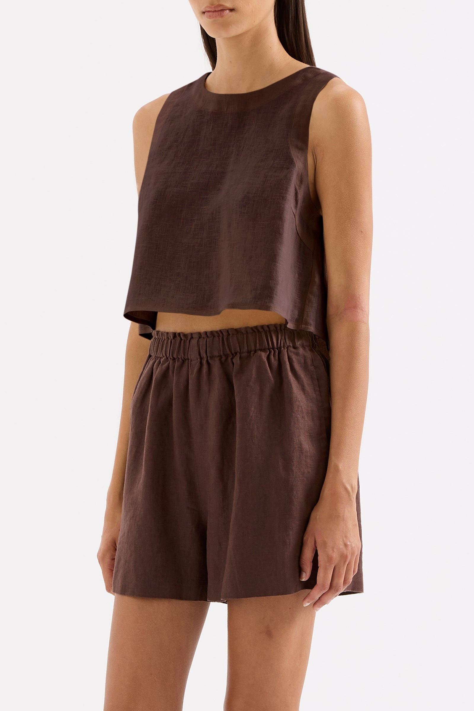 Sian Linen Top Chocolate 