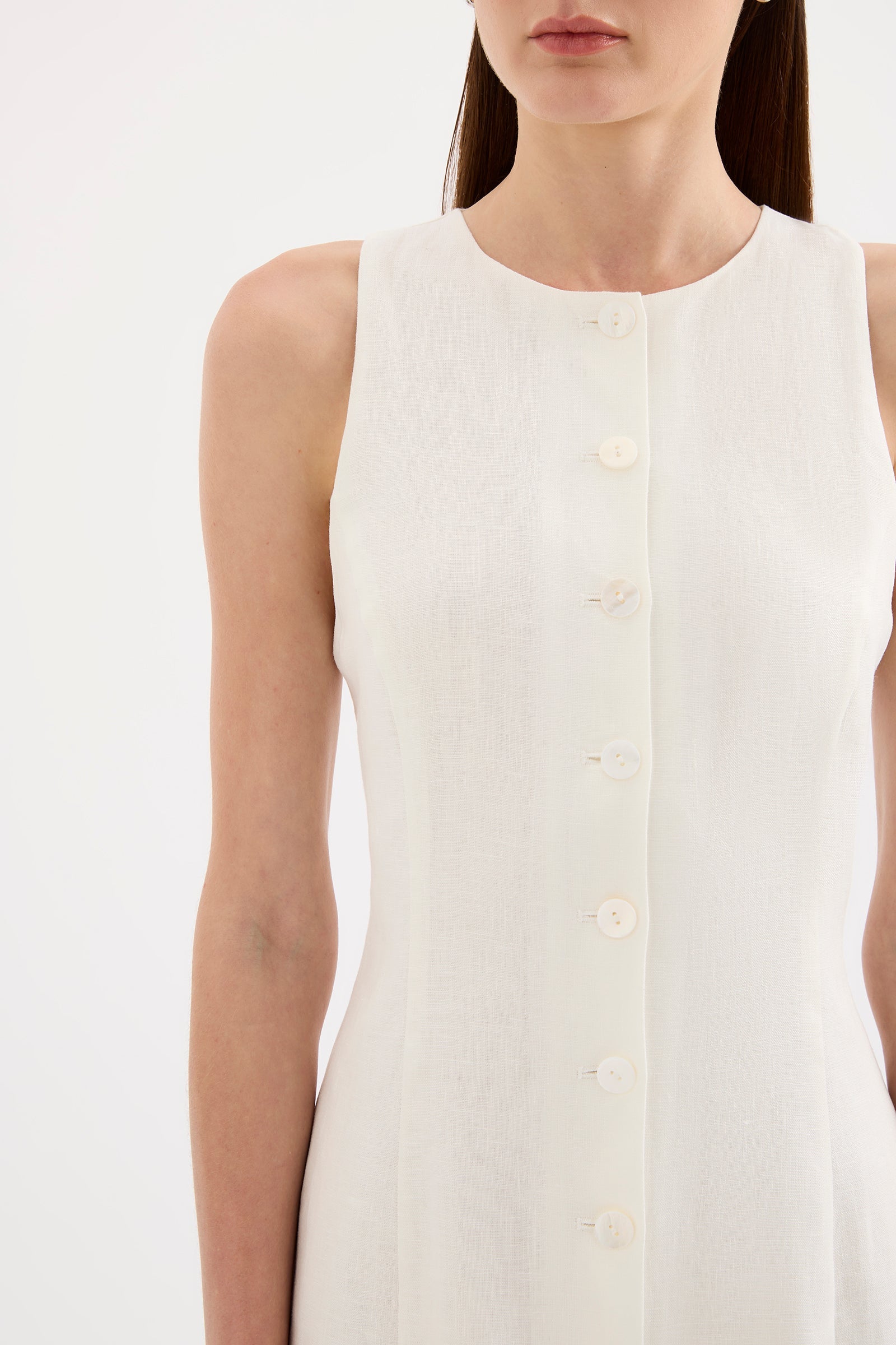Mazi Linen Mini Dress White 