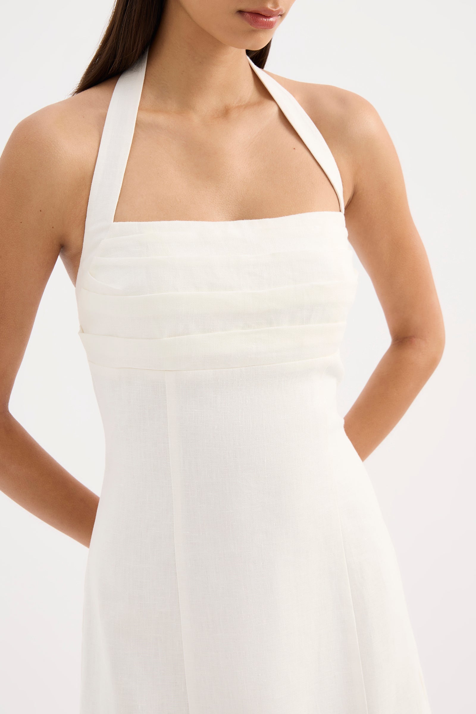 Reyes Linen Mini Dress White 