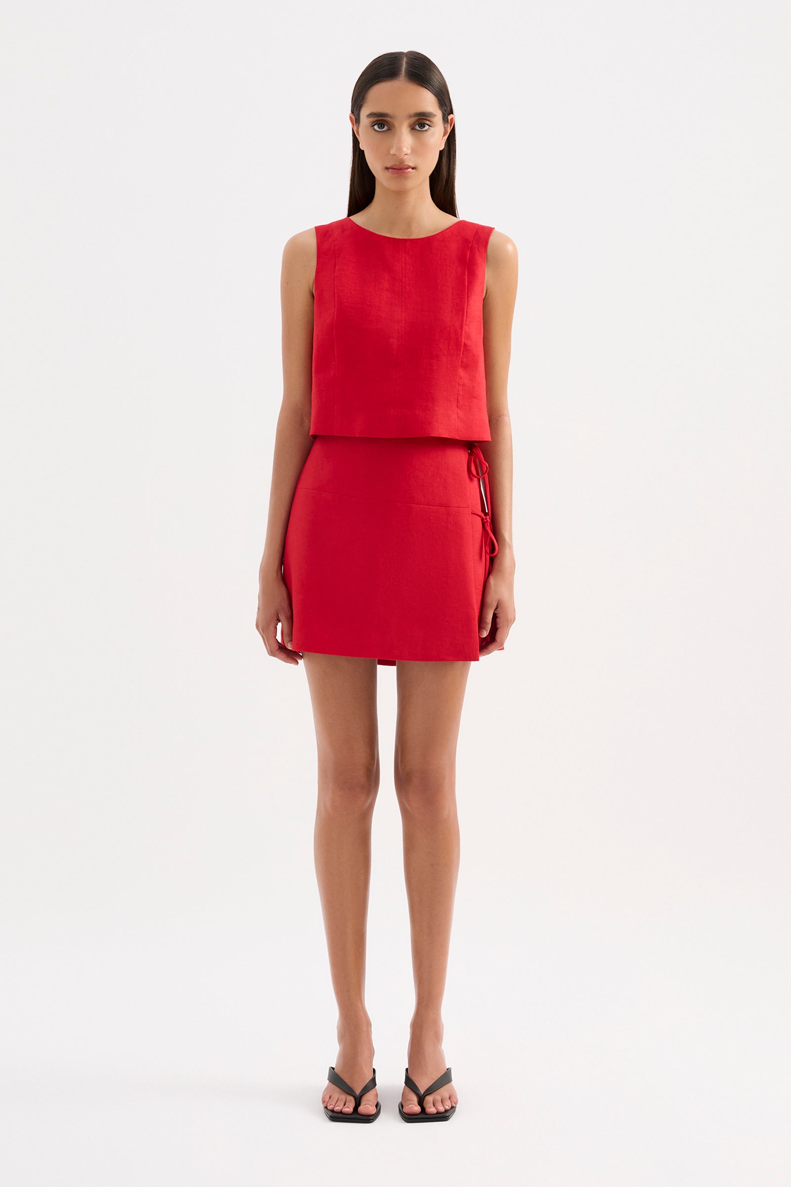 Marli Linen Top Vermillion 