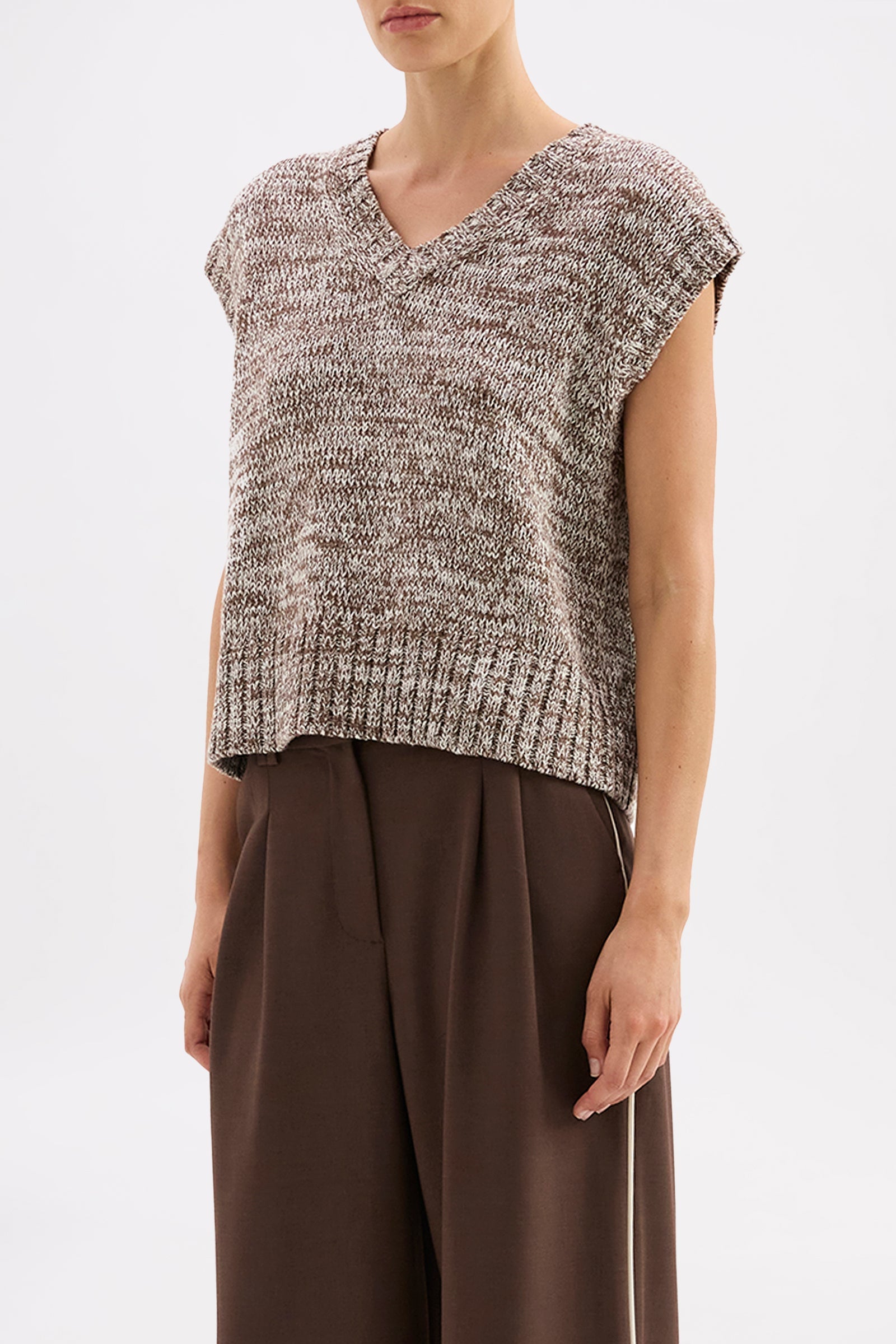 Mila Knit Vest Walnut Speckle 