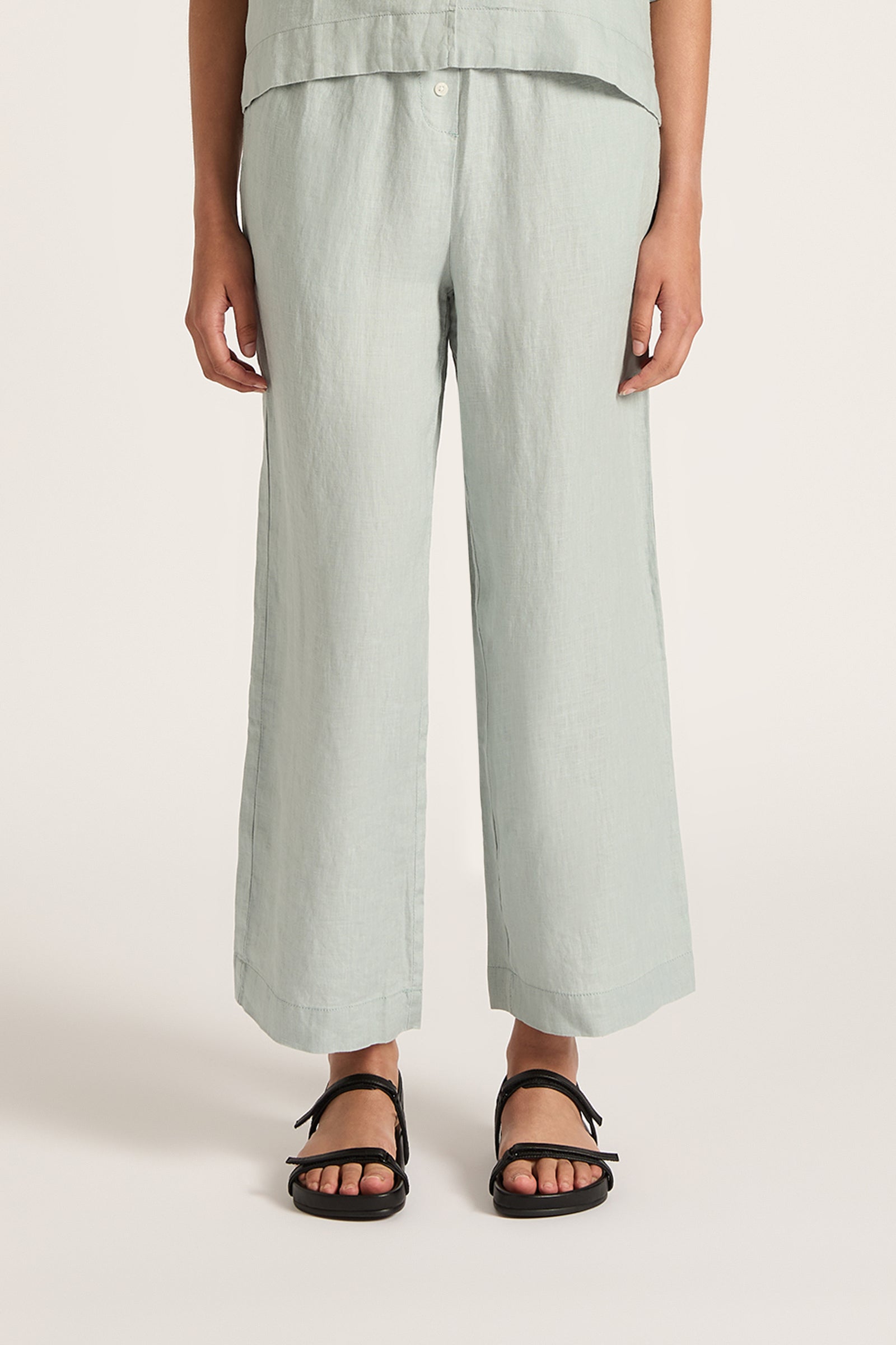 Shop Lounge Linen Crop Pant Nude Lucy USA