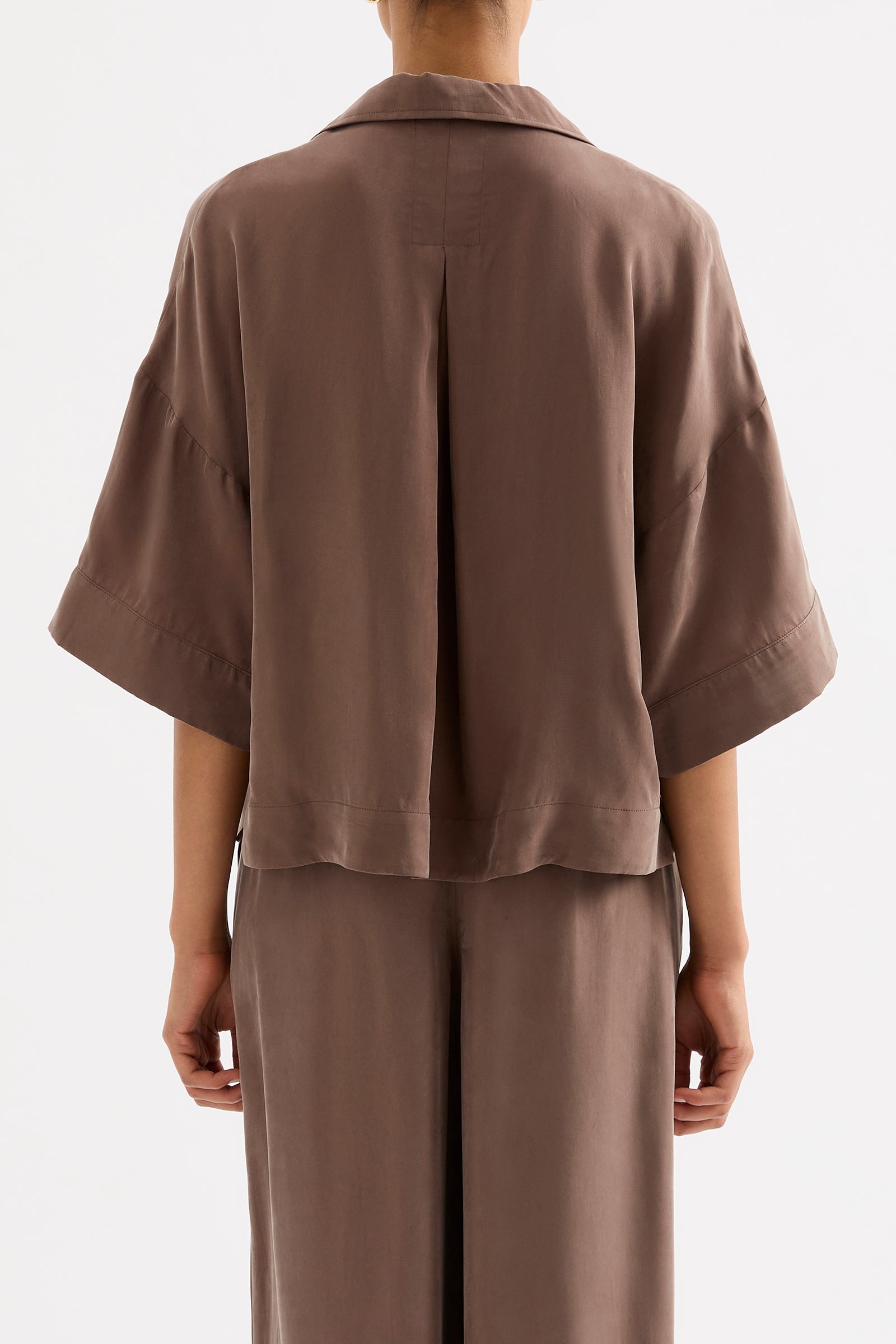 Rika Ss Cupro Shirt Chestnut 