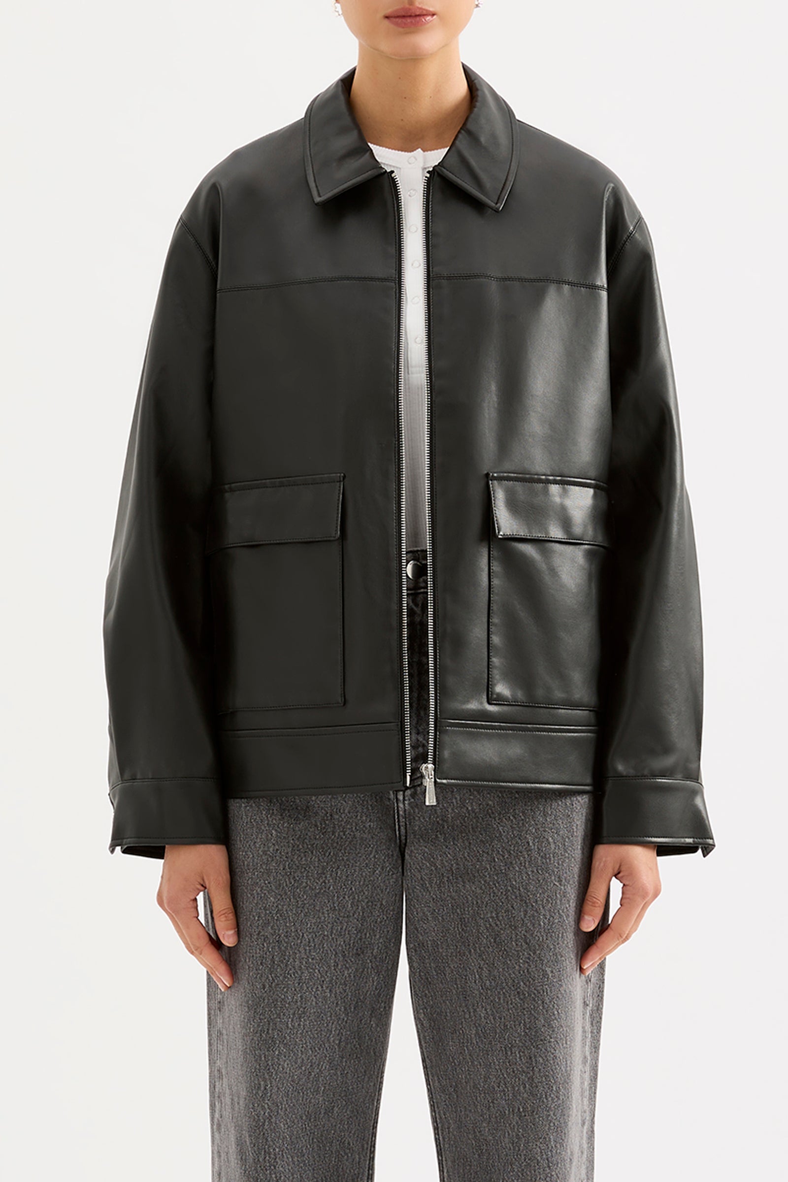 Shop Yaz Faux Leather Jacket | Nude Lucy USA