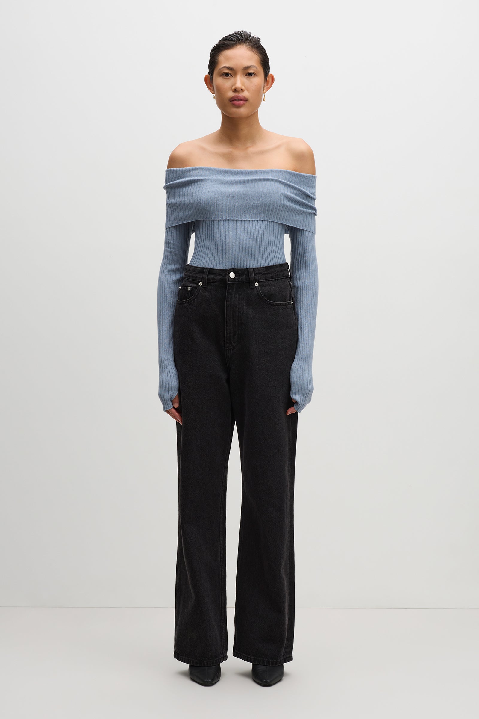 Krishna Off Shoulder Knit Sky 