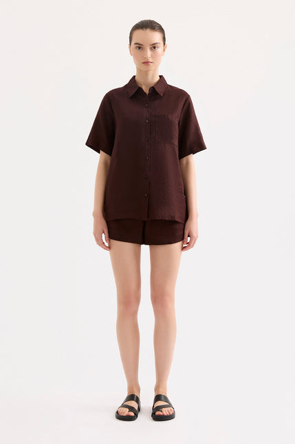 Blake Linen Shirt Raisin 