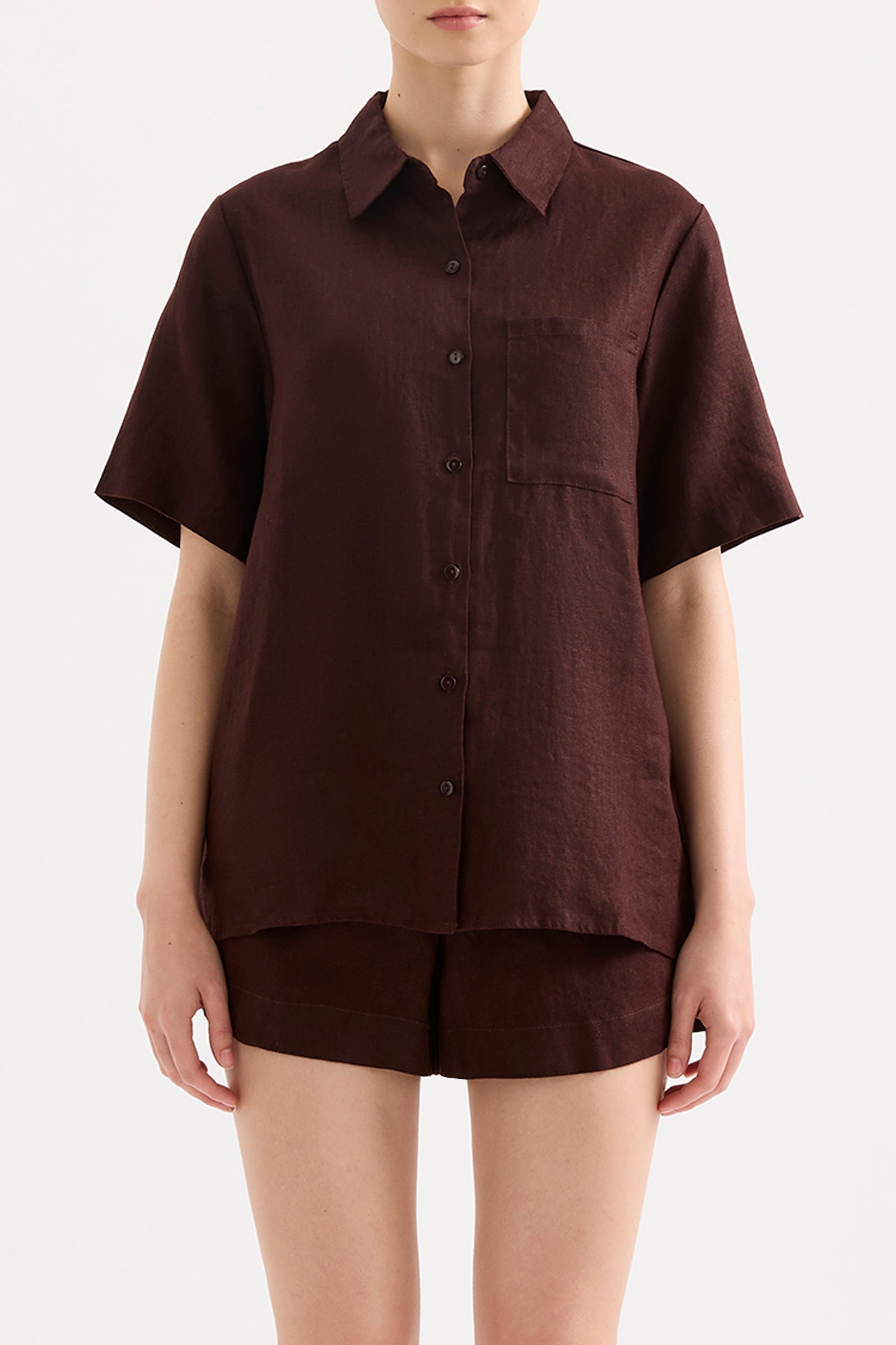 Blake Linen Shirt Raisin 