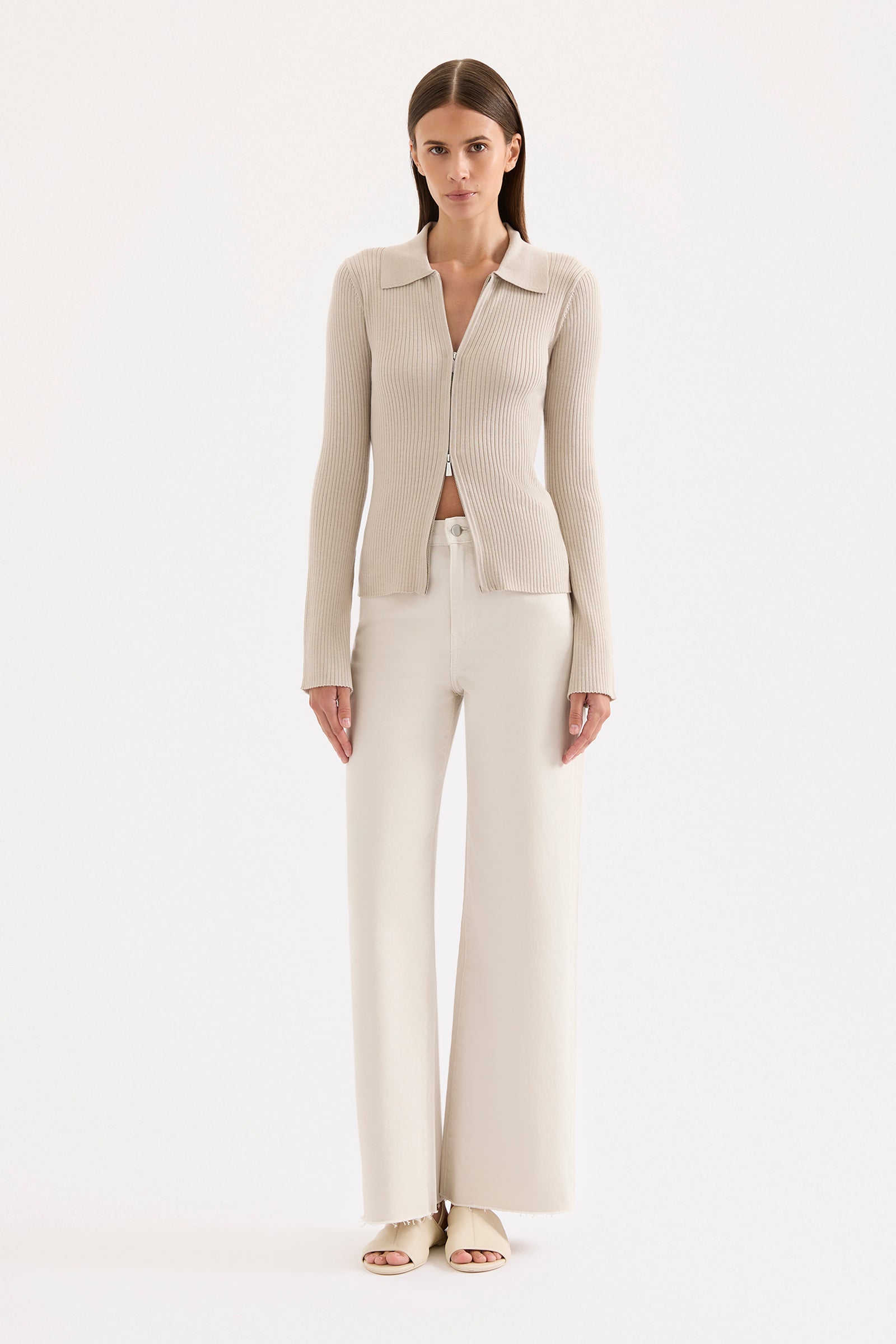 Betina Zip Front Knit Mink 