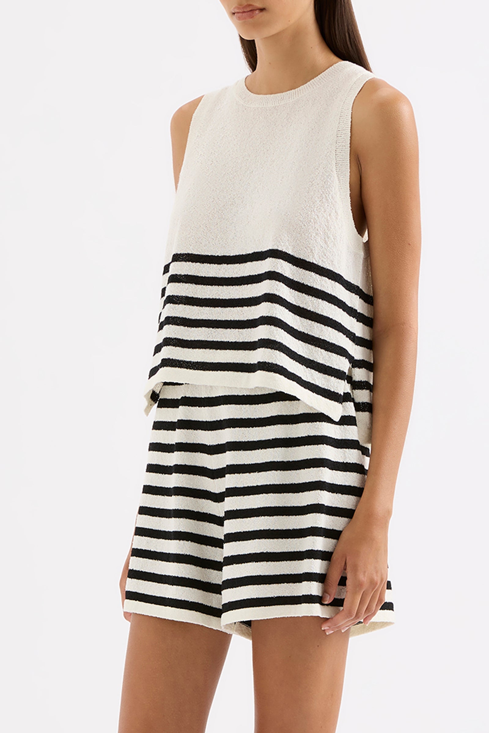 Marika Knit Tank Black Stripe 