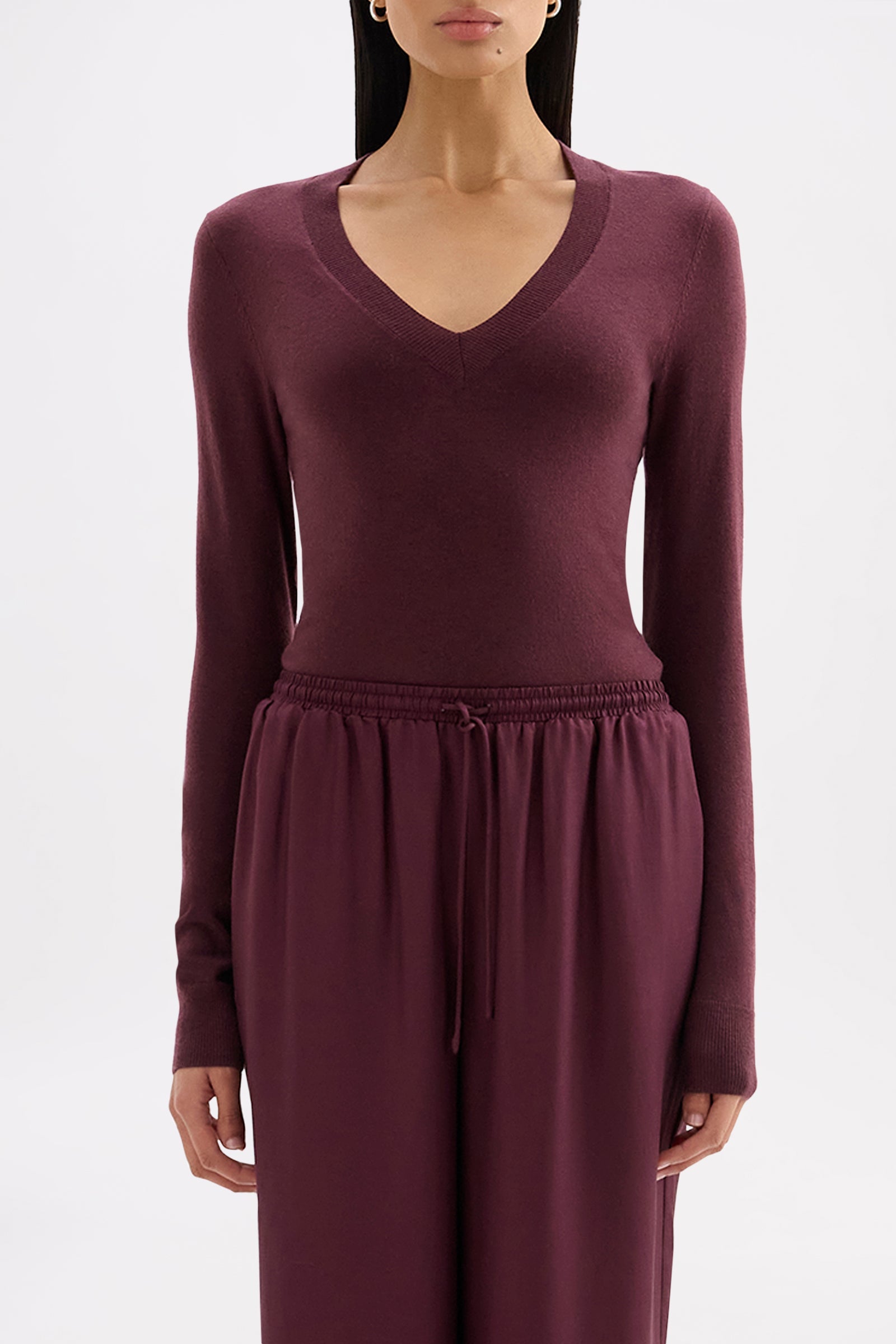 Abia Merino Blend Knit Top Mulberry 
