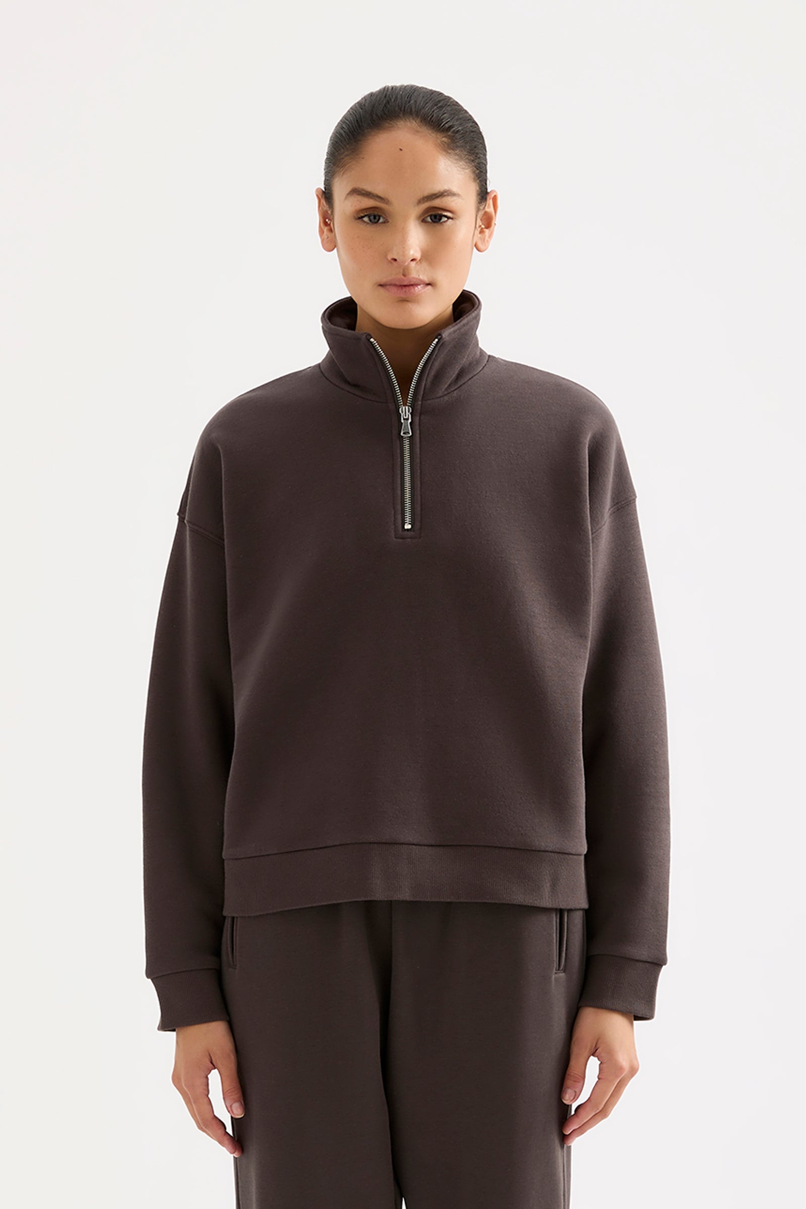 Carter Classic Zip Front Sweat Coal 