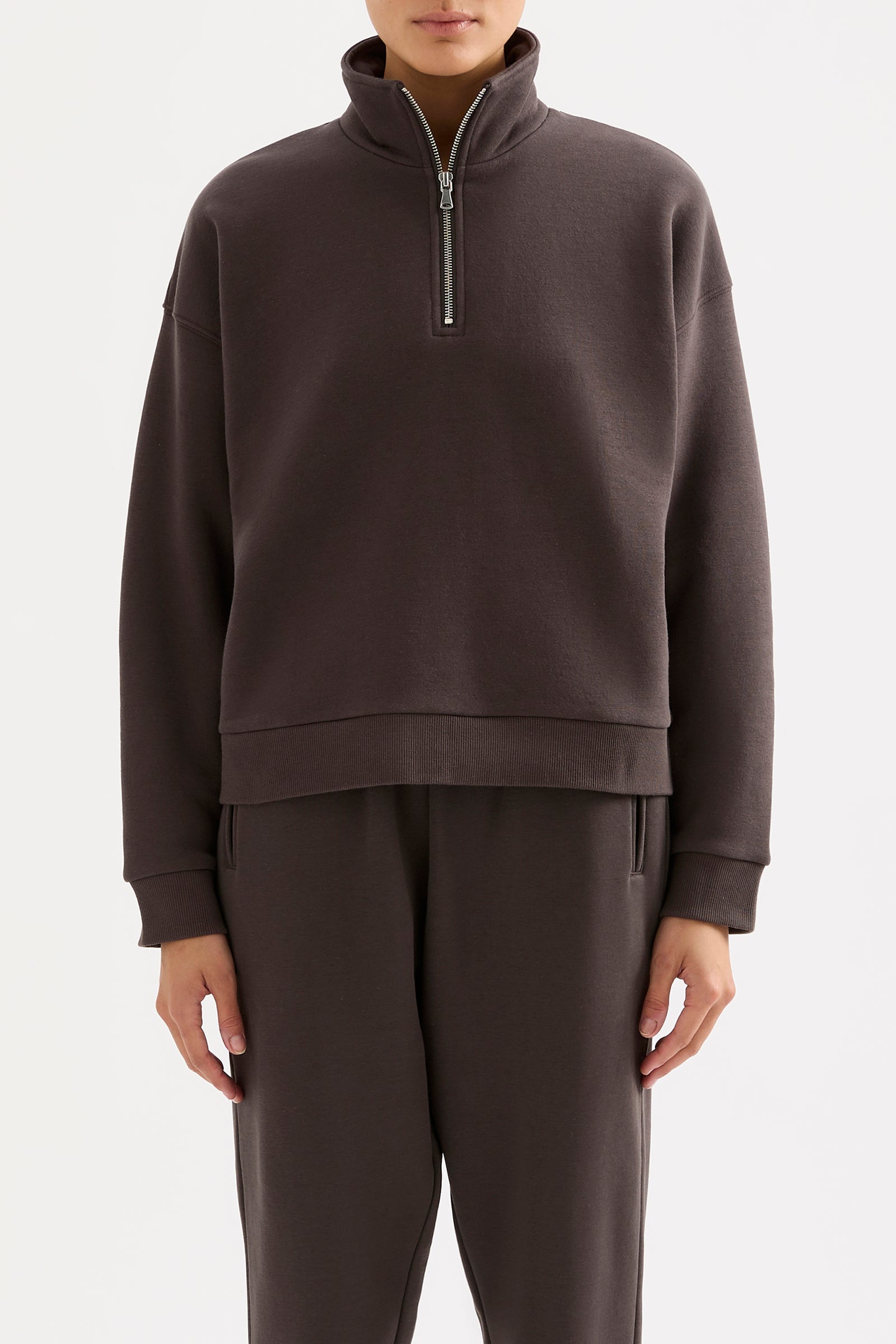 Carter Classic Zip Front Sweat Coal 