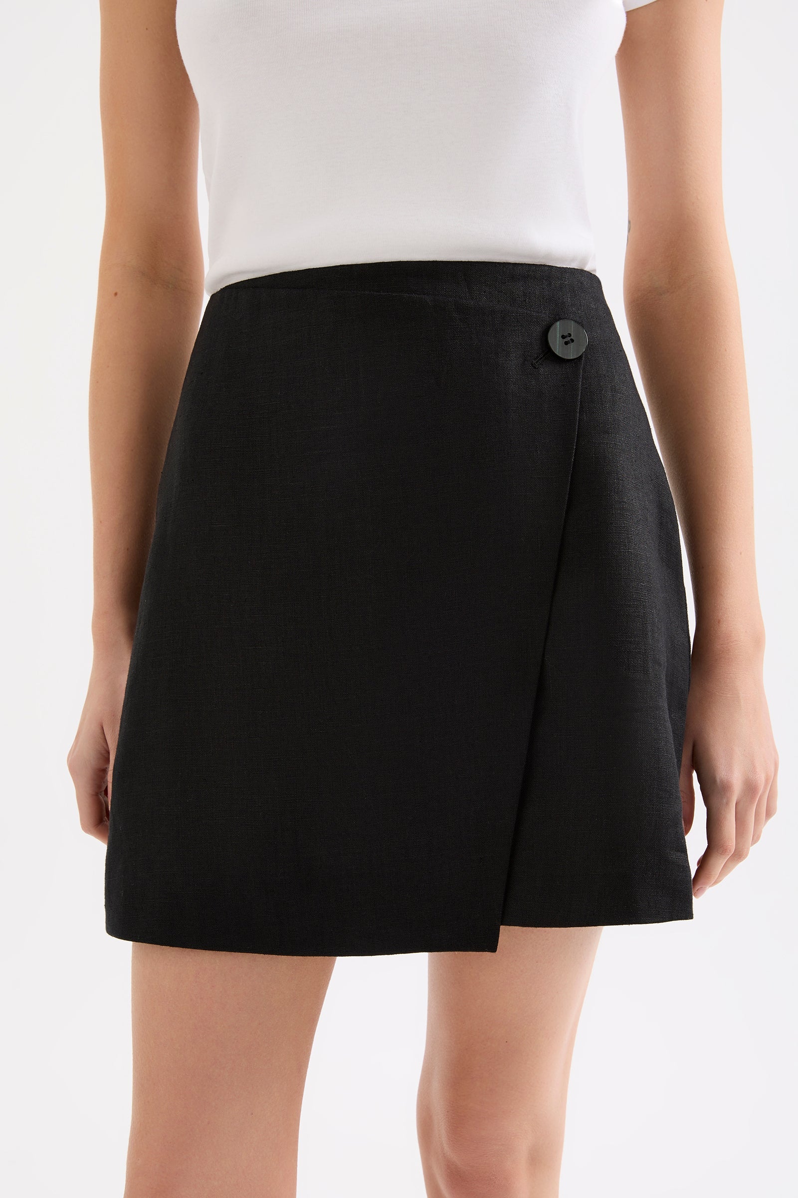 Thilda Linen Skirt Black 
