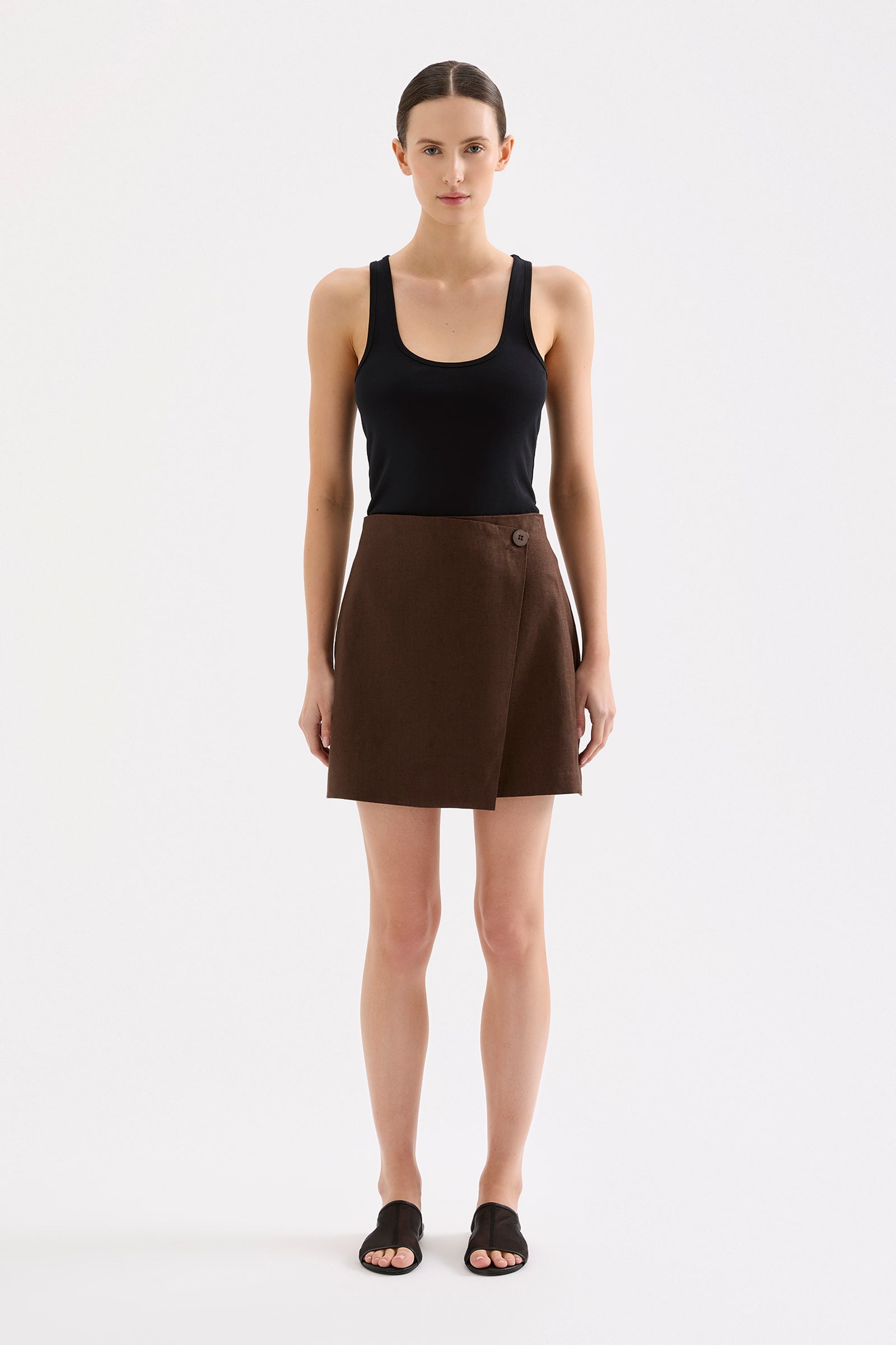 Thilda Linen Skirt Chocolate 