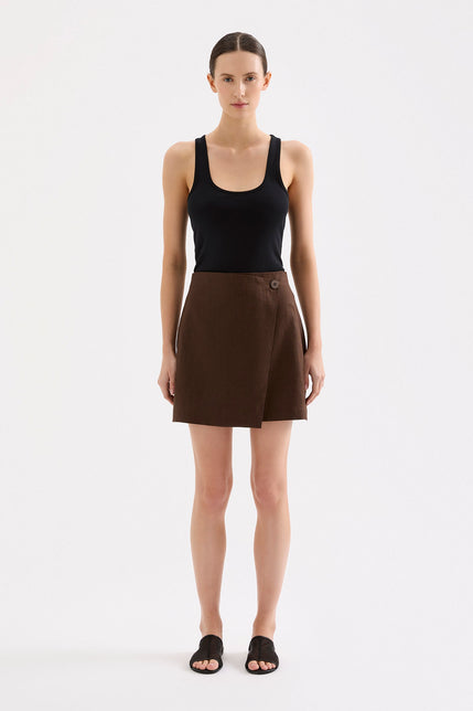 Thilda Linen Skirt Chocolate 