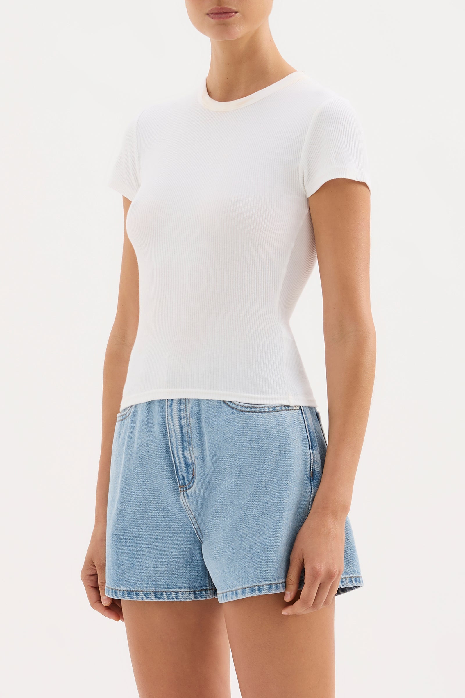 Organic Rib Ss Tee White 