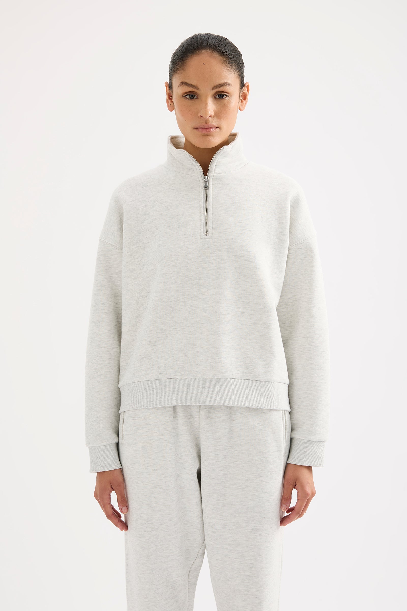 Carter Classic Zip Front Sweat Snow Marle 