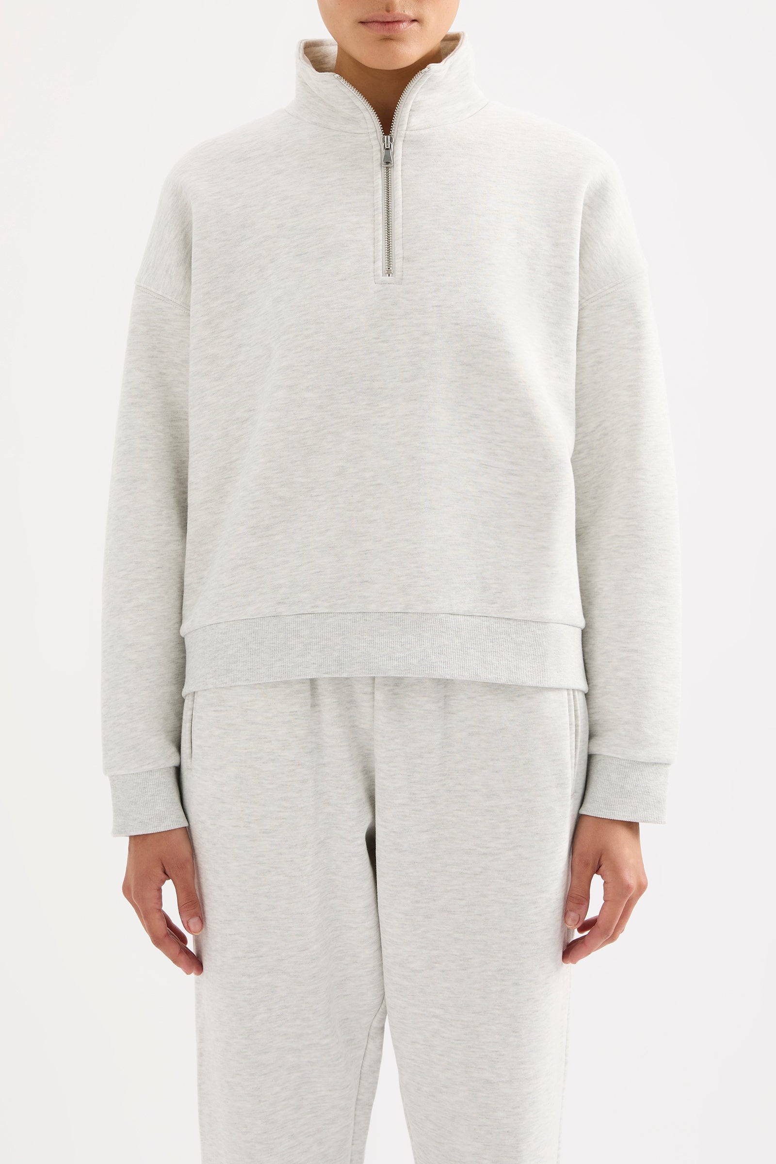 Carter Classic Zip Front Sweat Snow Marle 