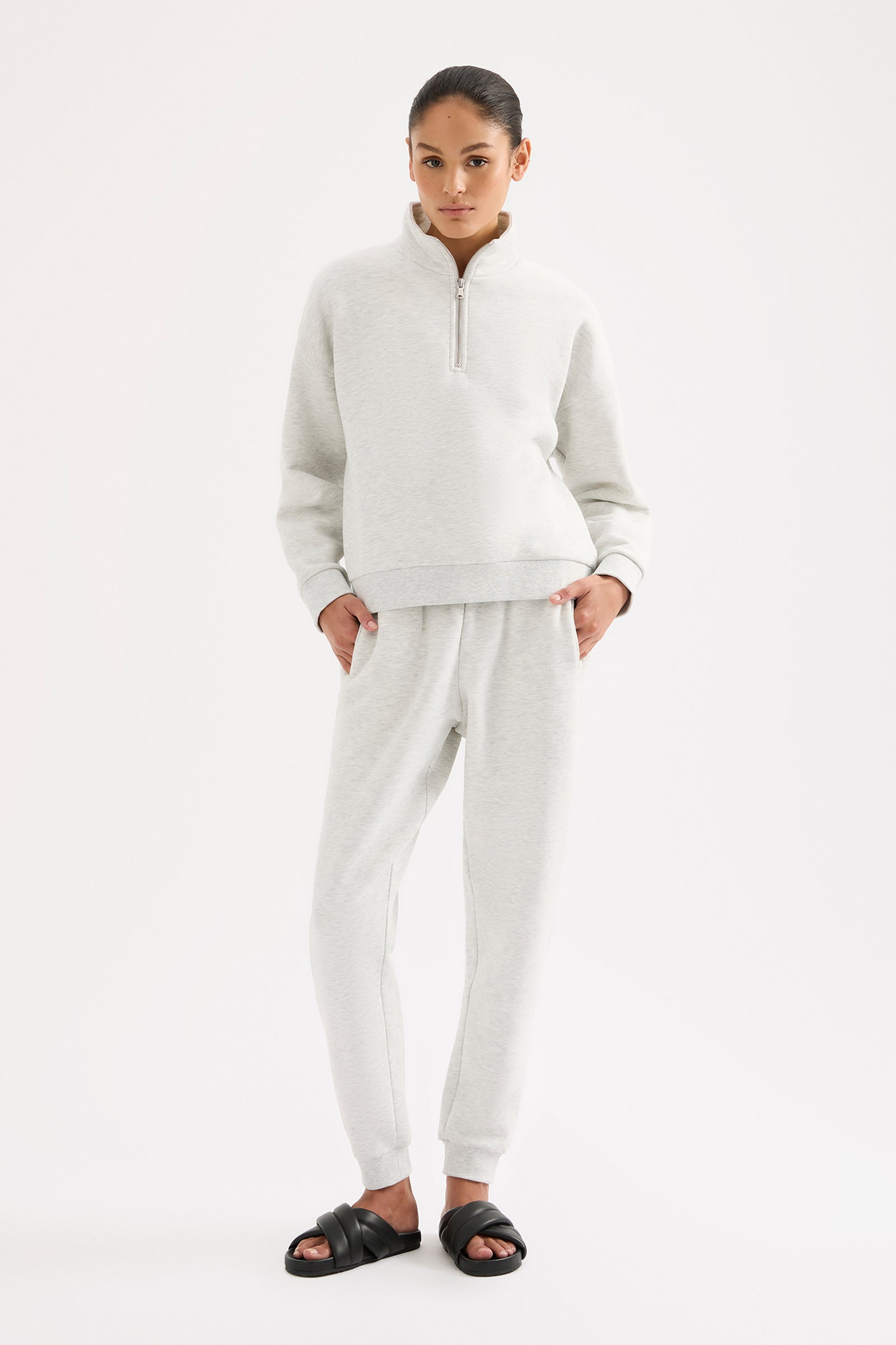 Carter Classic Zip Front Sweat Snow Marle 