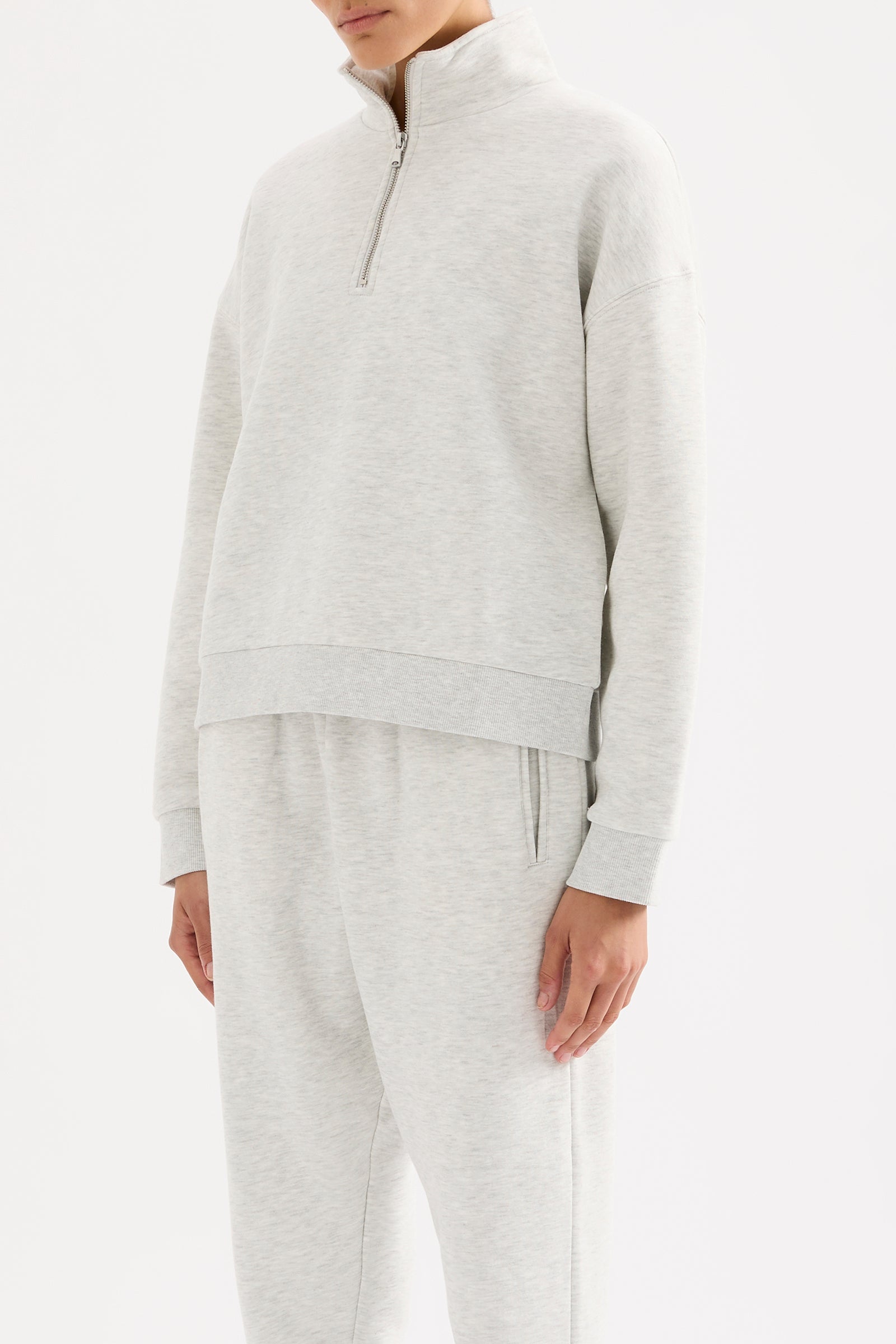 Carter Classic Zip Front Sweat Snow Marle 