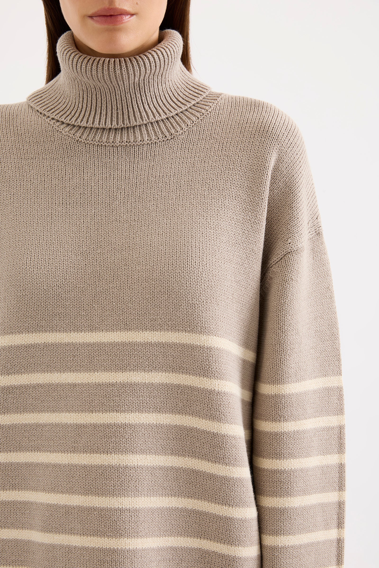 Venus Turtleneck Knit Mink Stripe 
