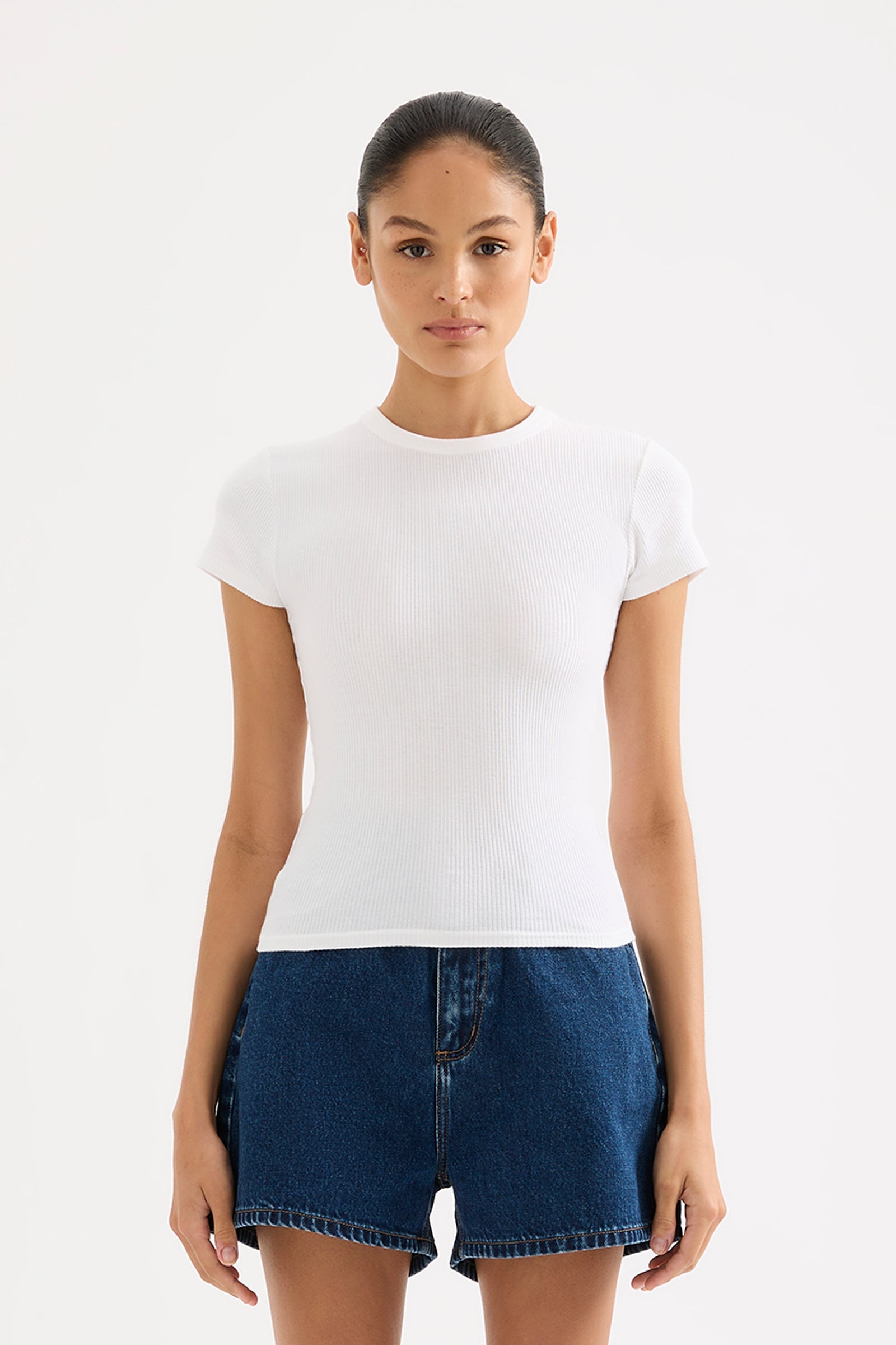 Organic Rib Ss Tee White 