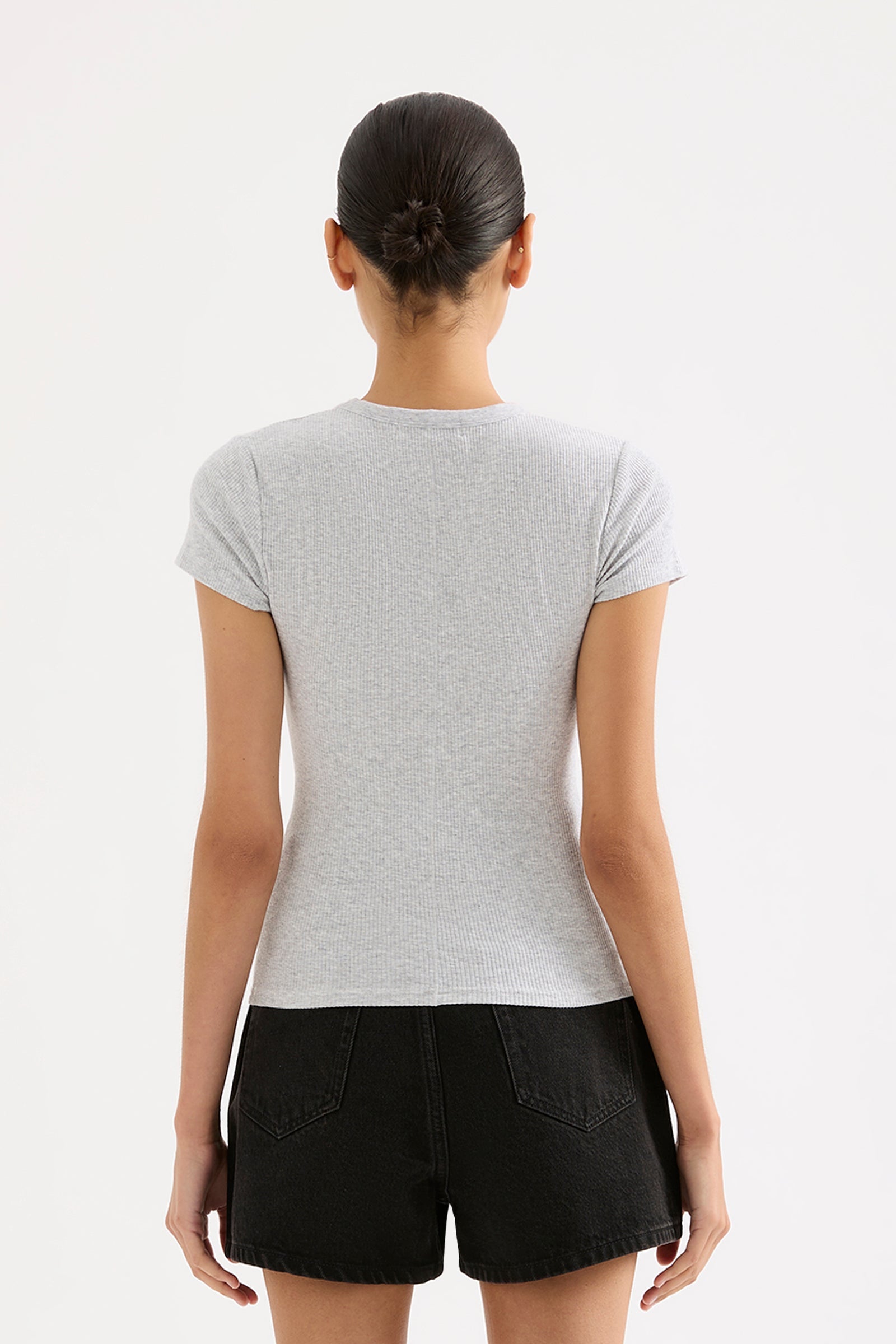 Organic Rib Ss Tee Grey Marle 