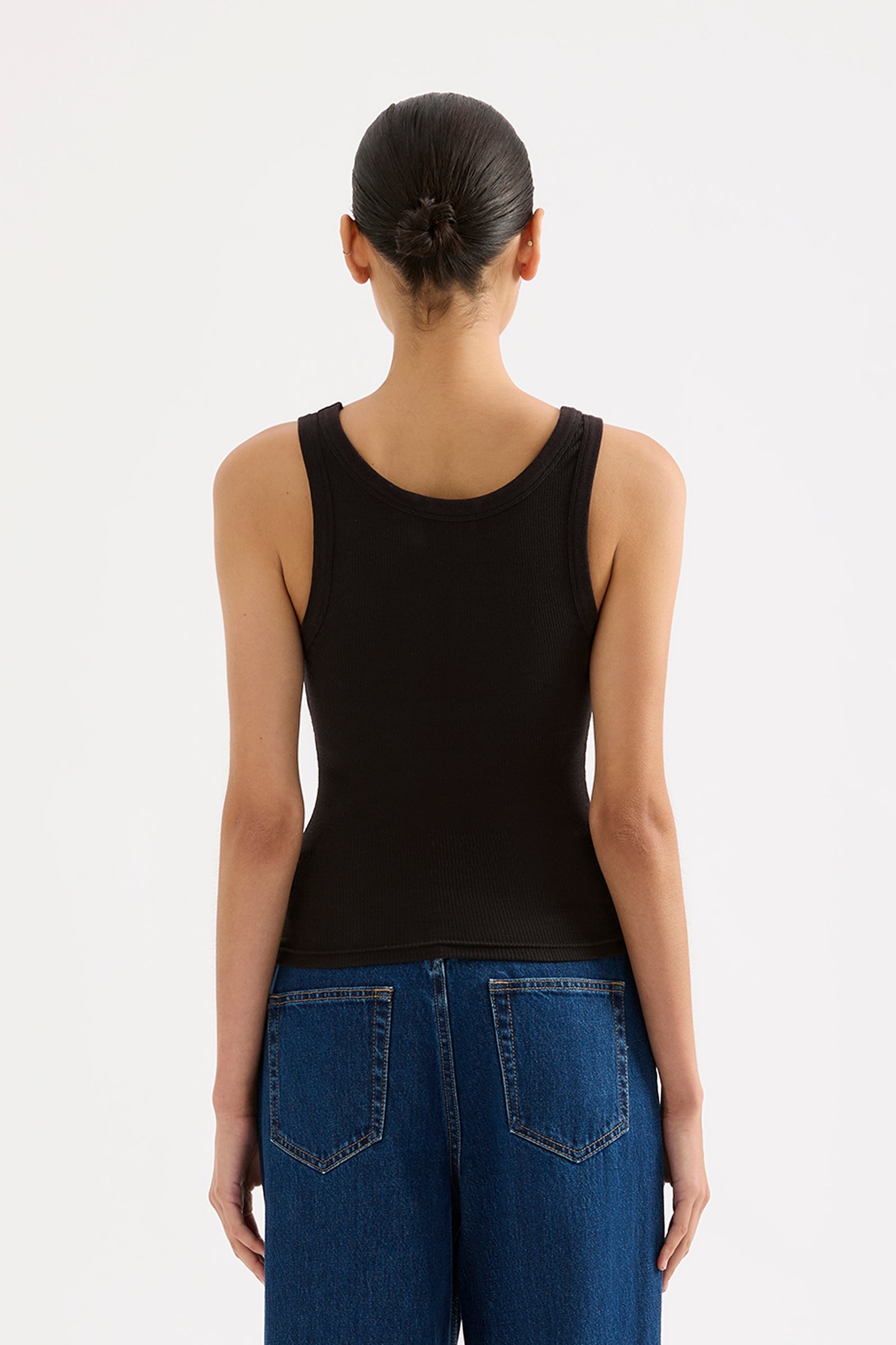 Organic Rib Singlet Black 