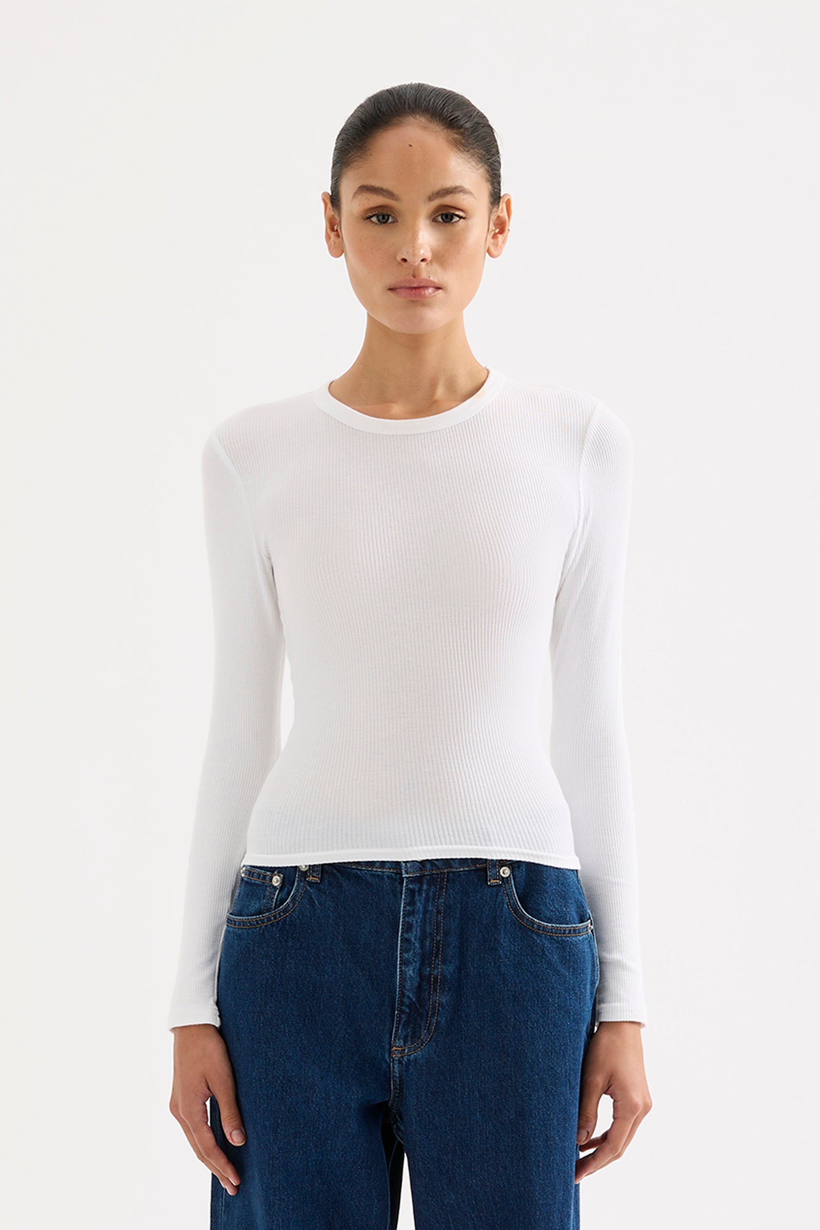 Organic Rib Ls Tee White 