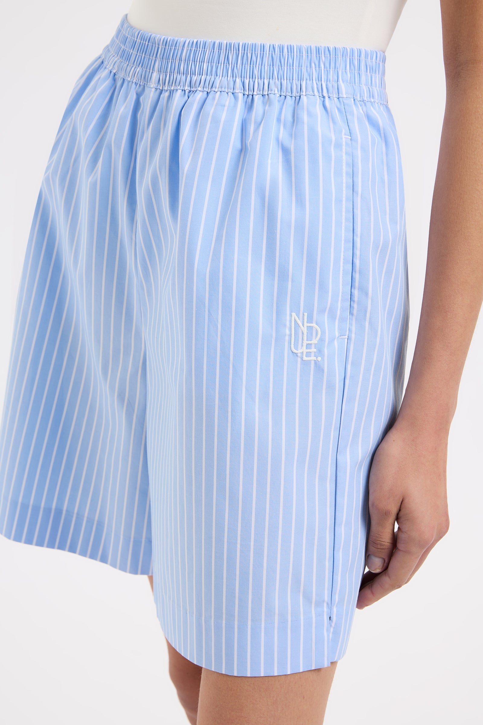 Organic Poplin Short Blue Stripe 