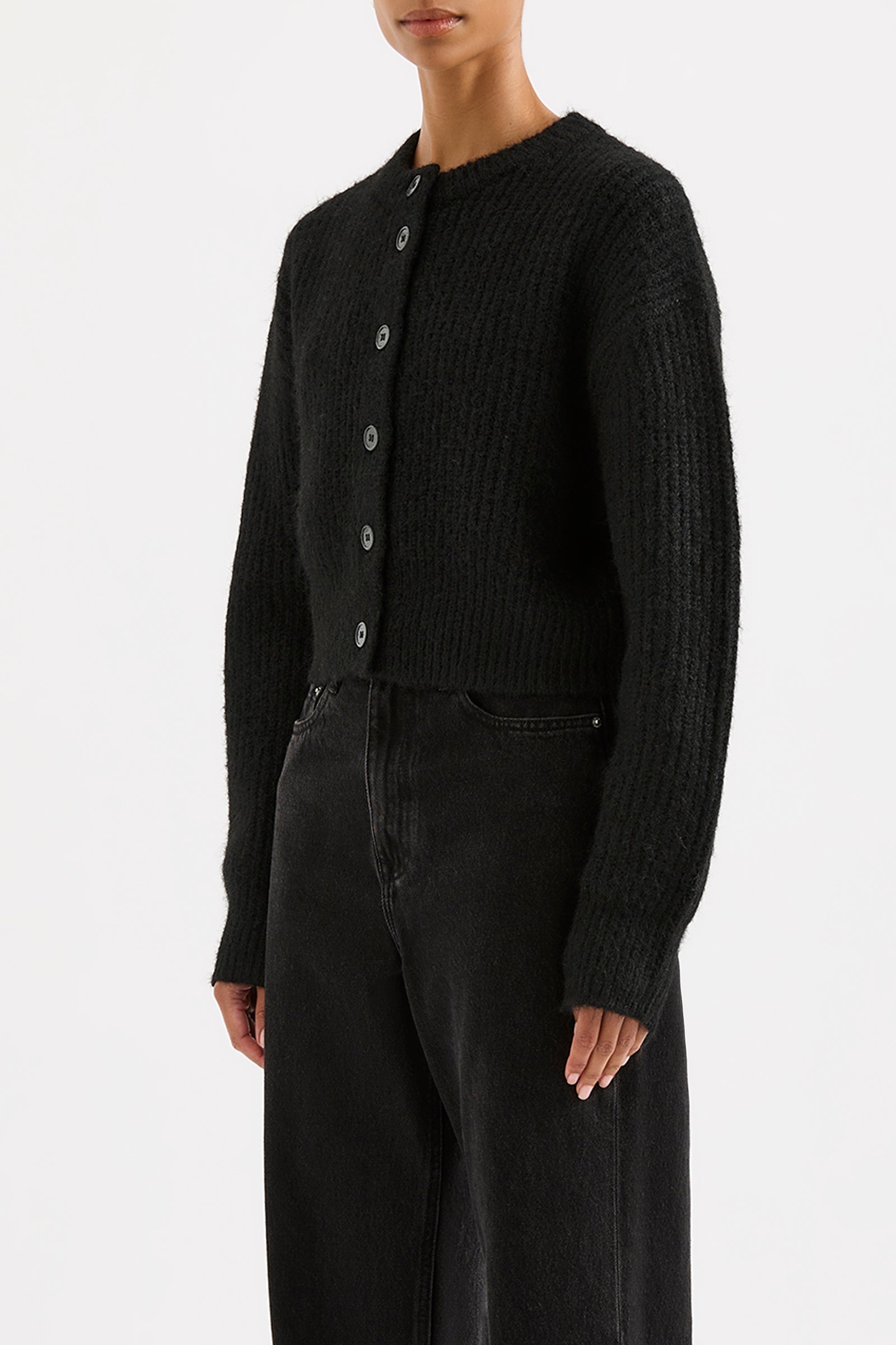 Nixon Cropped Cardigan Black 