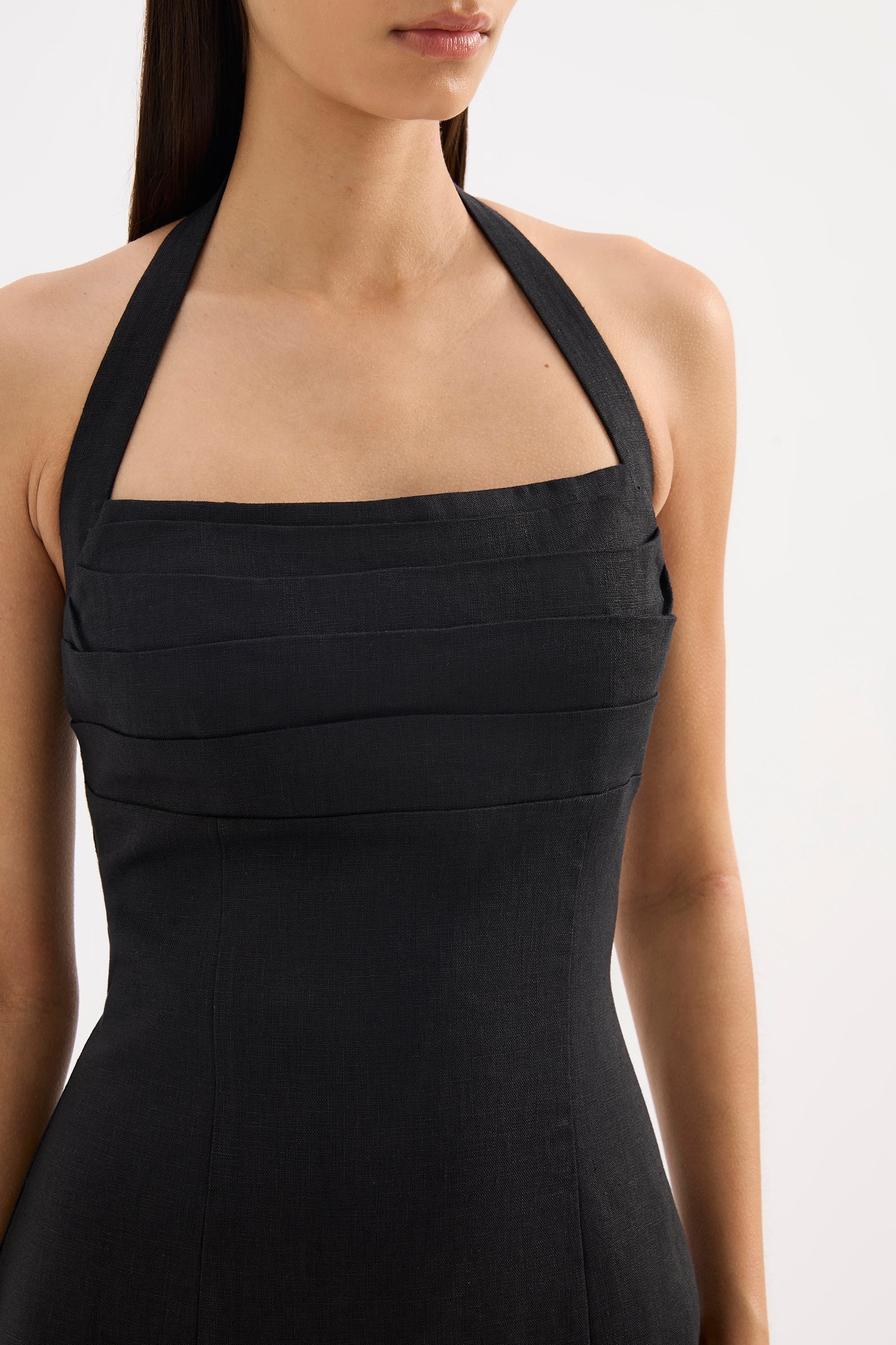 Reyes Linen Mini Dress Black 