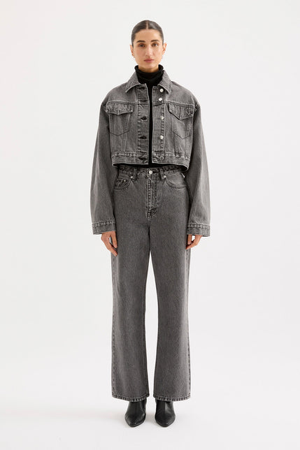Organic Denim Crop Jacket Graphite 