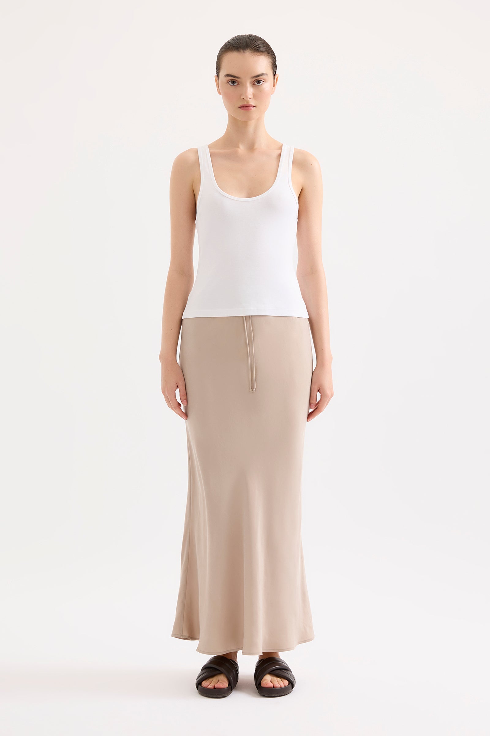 Nikkia Cupro Maxi Skirt Mink 