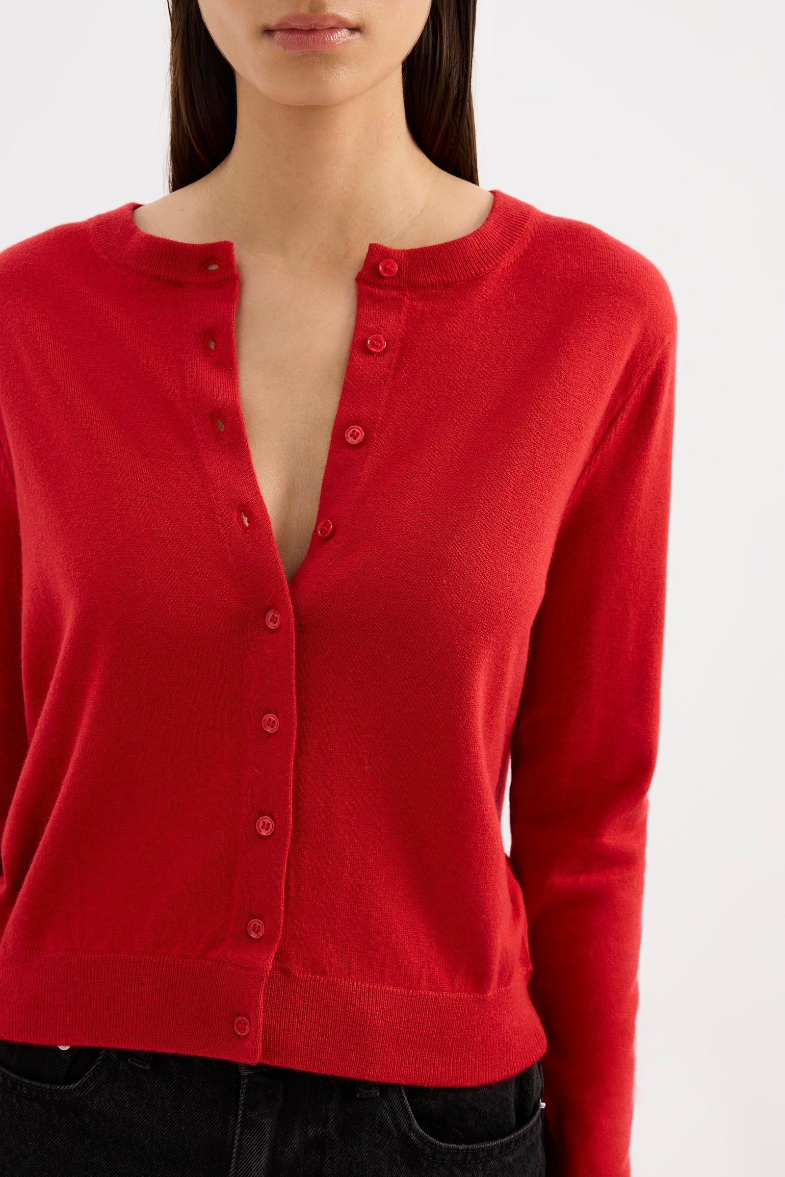 Elvio Merino Blend Cardigan Vermillion 