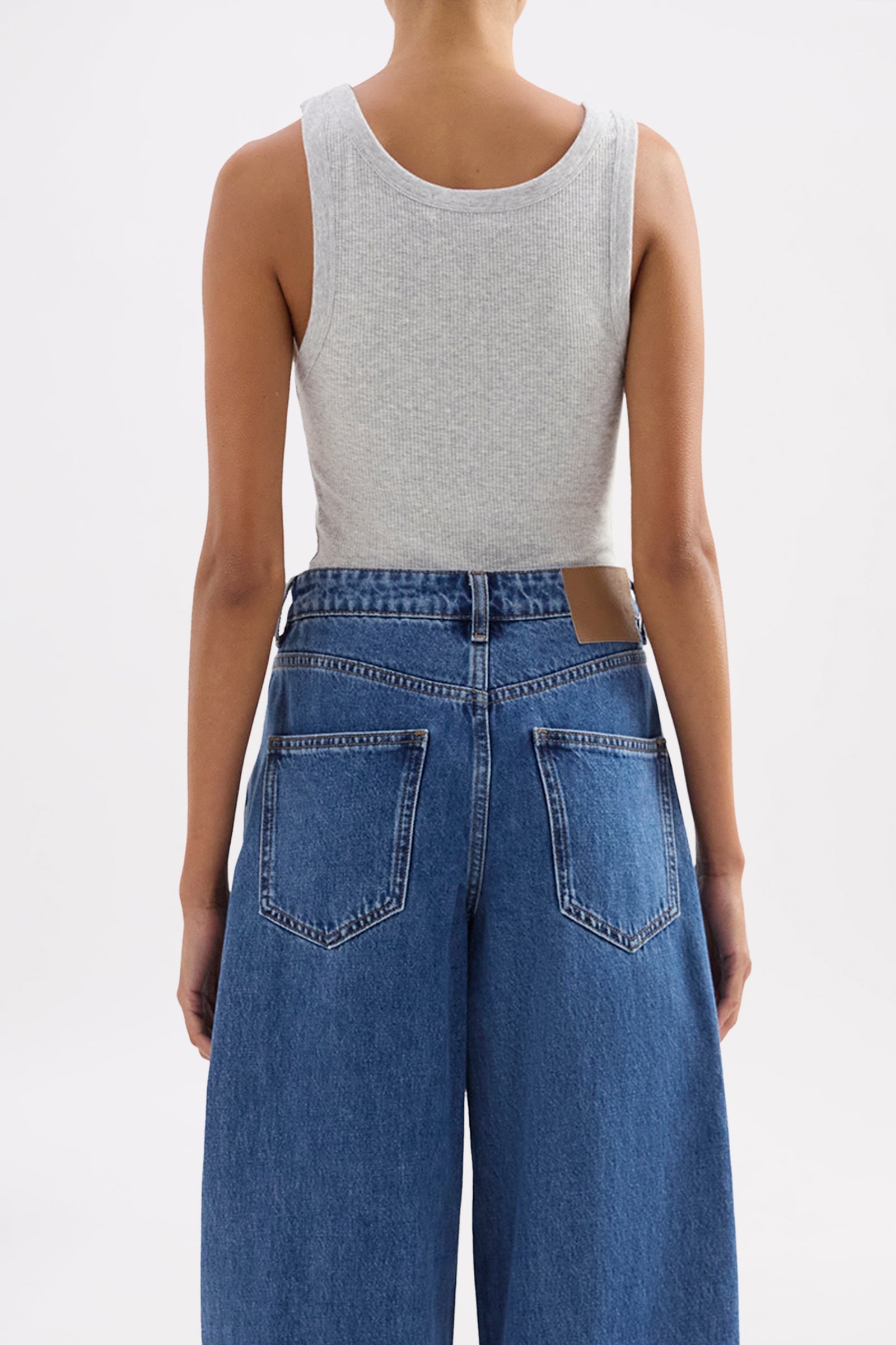 Organic Rib Singlet Grey Marle 