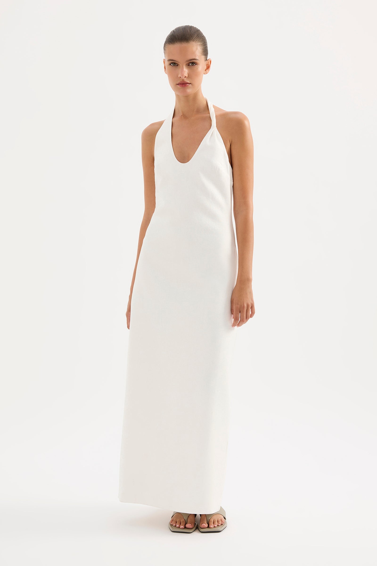 Zayda Linen Dress White 