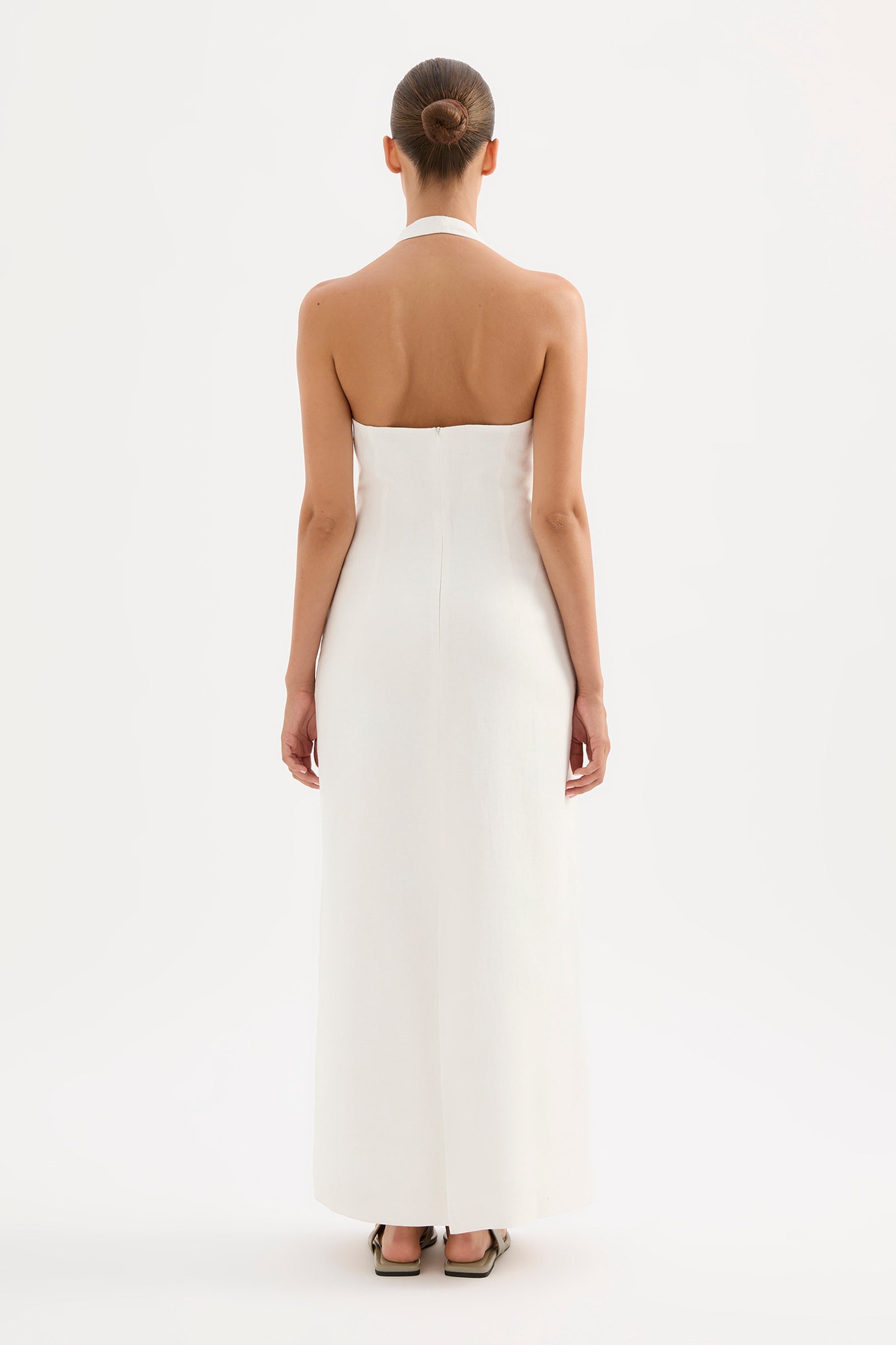 Zayda Linen Dress White 