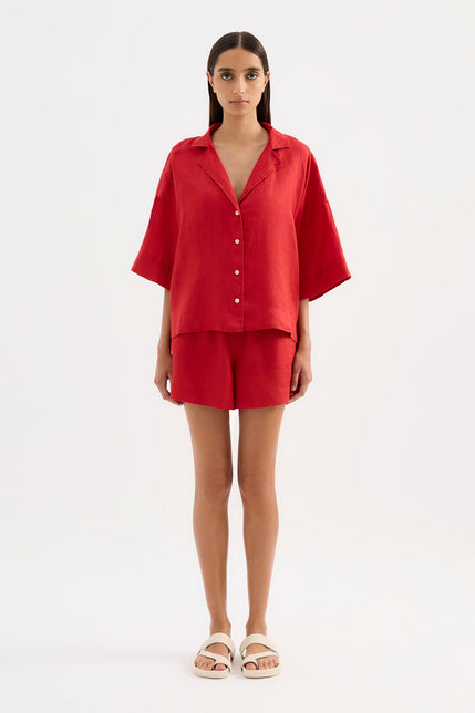 Lounge Linen Shirt Vermillion 