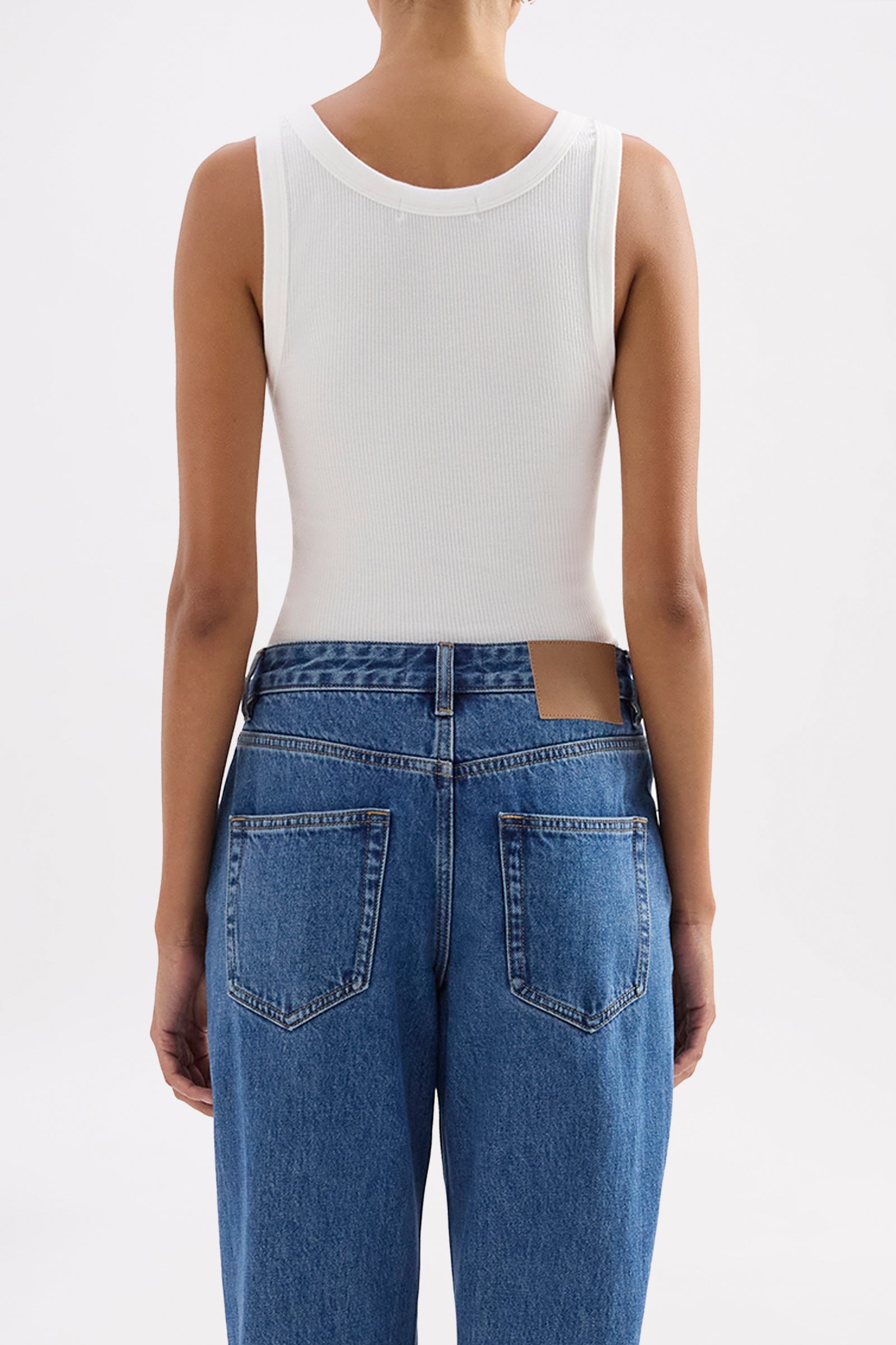 Organic Rib Singlet White 