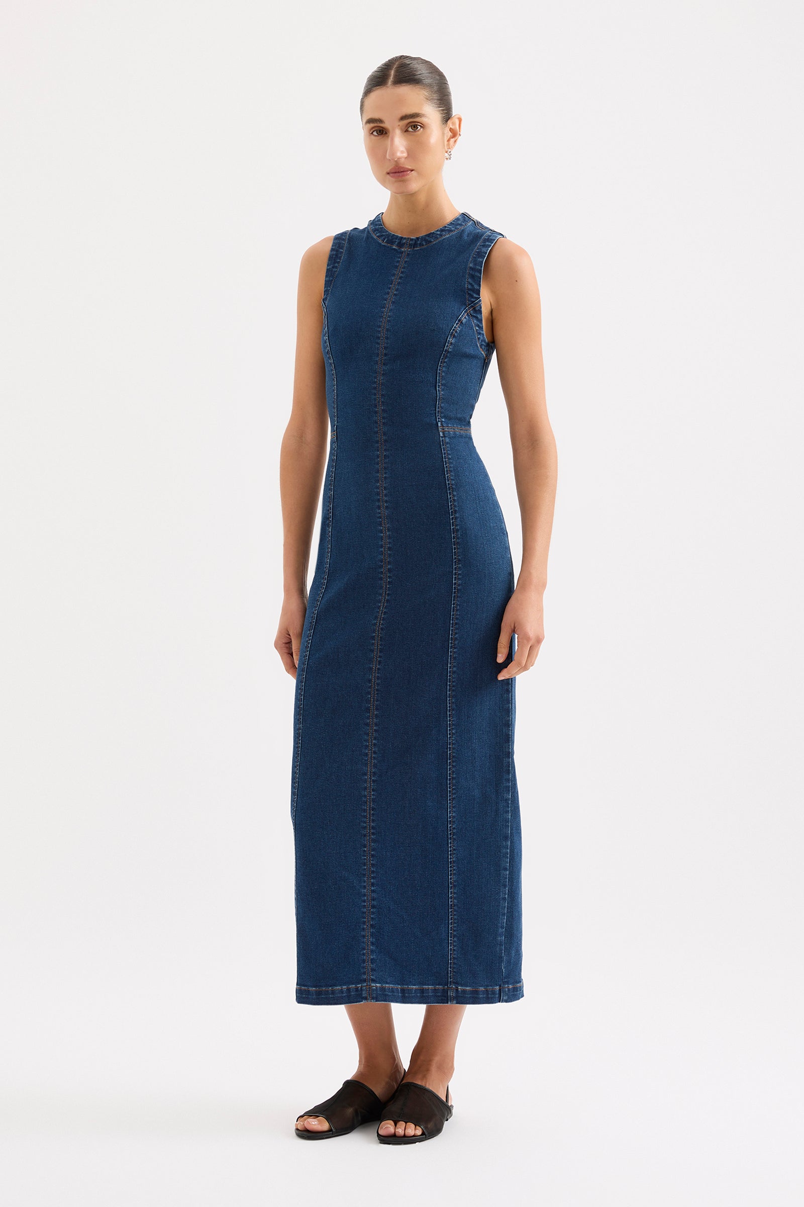 Ida Denim Maxi Dress Force Blue 