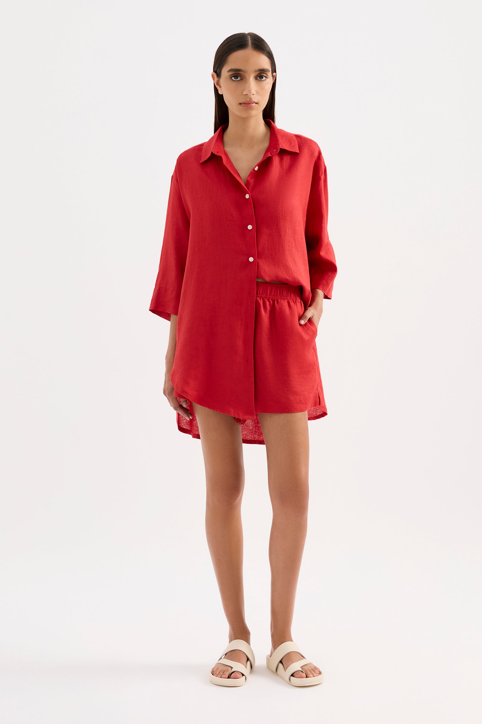 Lounge Linen Short Vermillion 