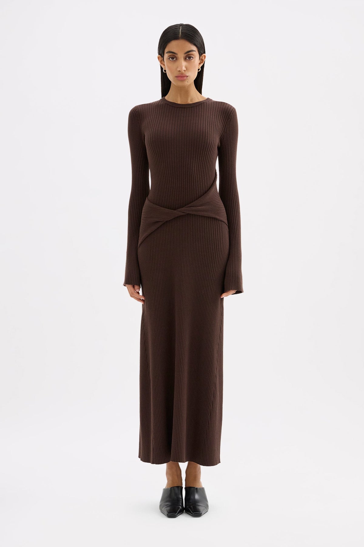 Cecile Knit Maxi Dress Chocolate 
