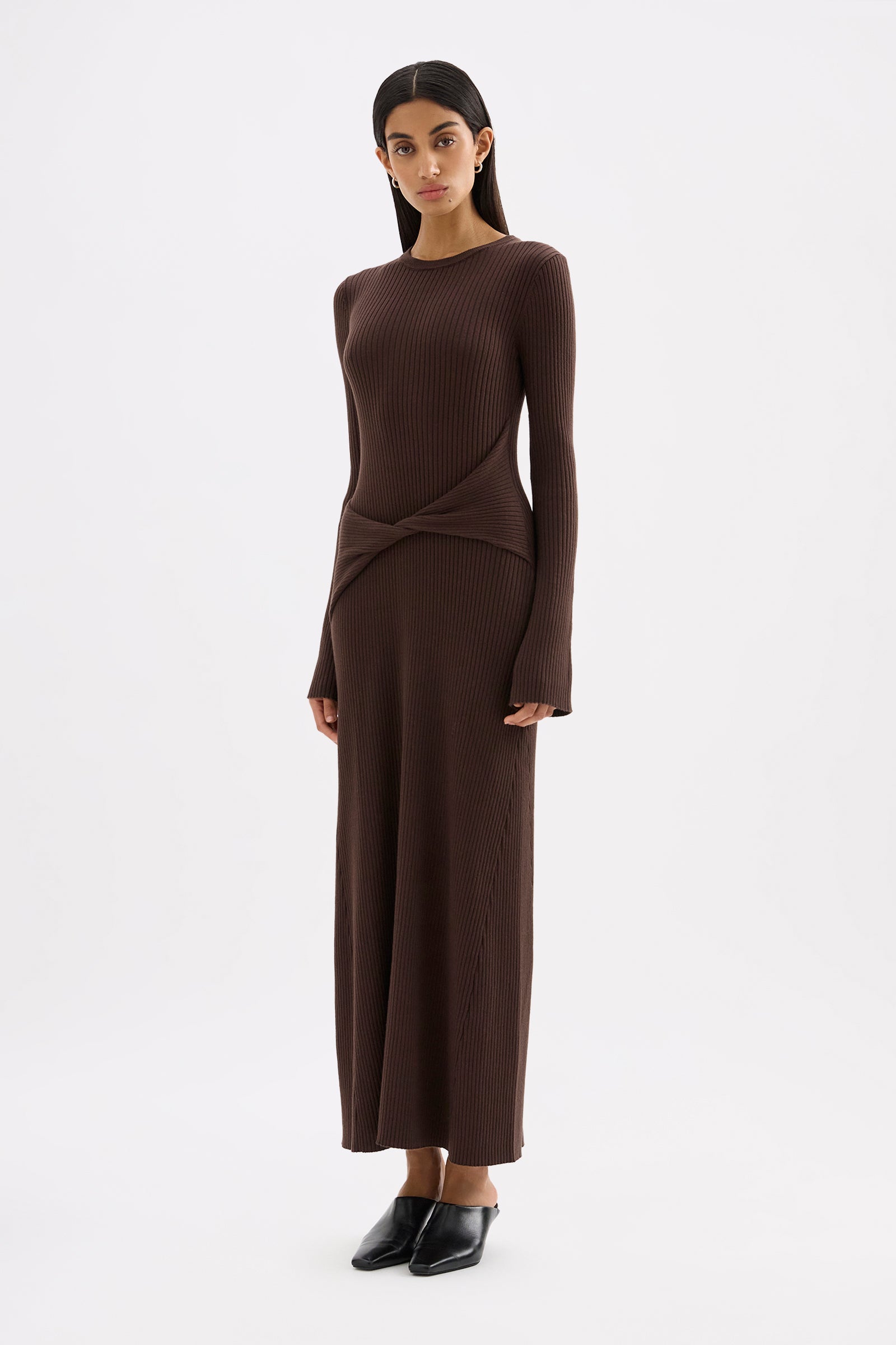 Cecile Knit Maxi Dress Chocolate 