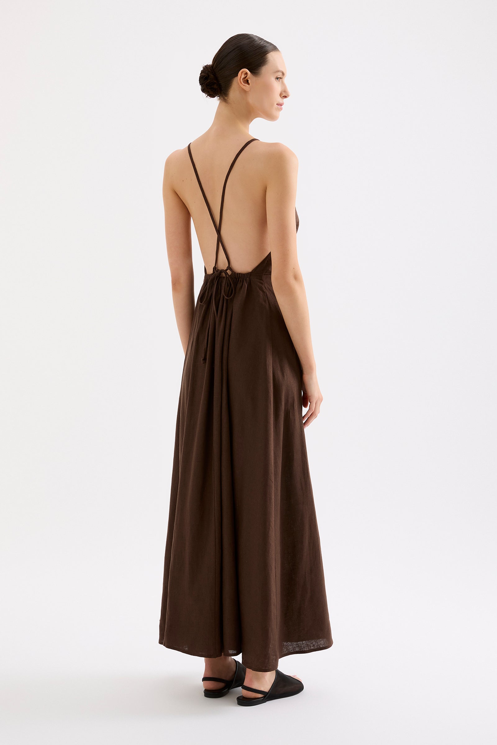 Womens Ziba Linen Maxi Dress Browns Size Xxl