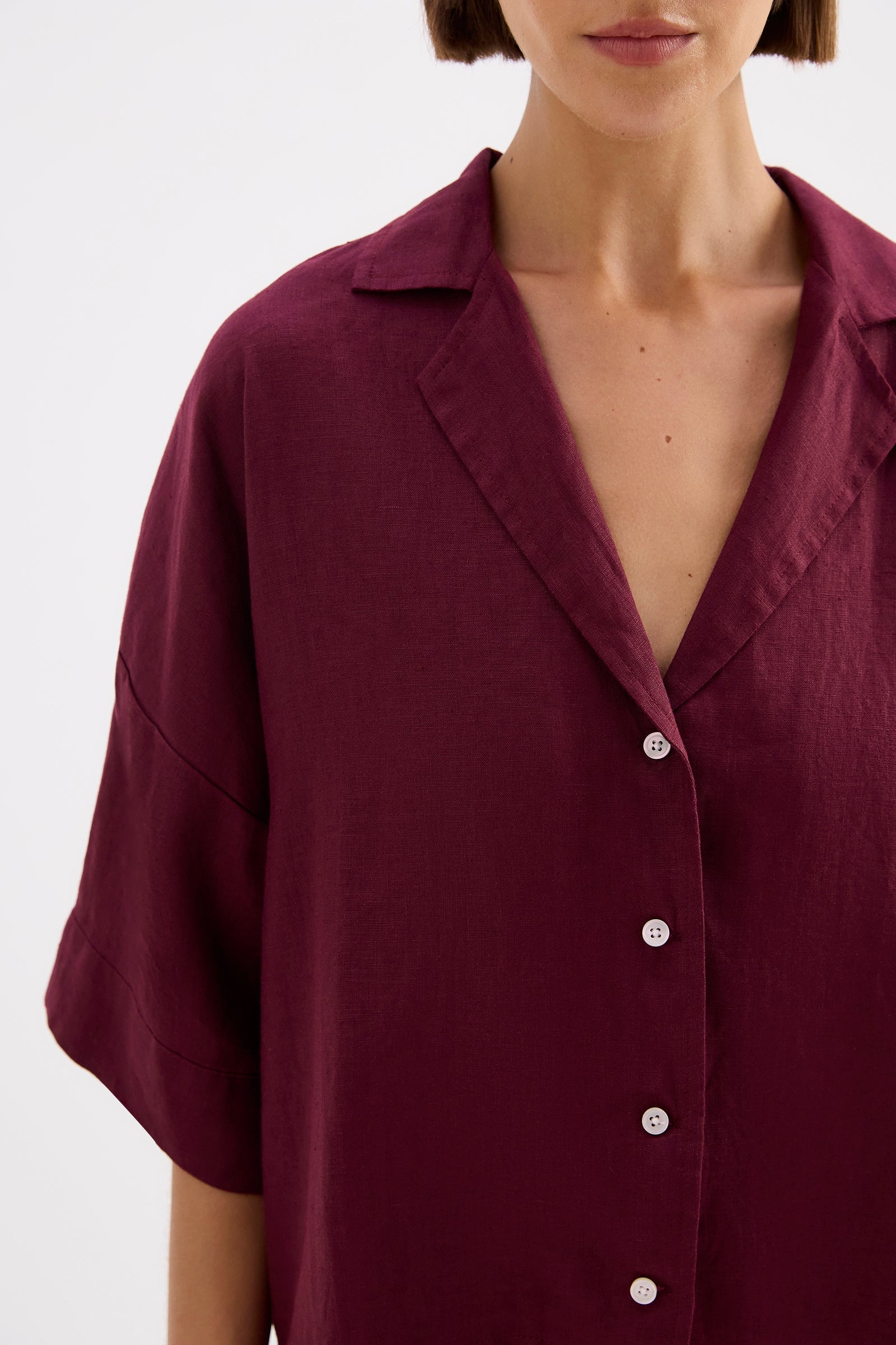 Lounge Linen Shirt Merlot 