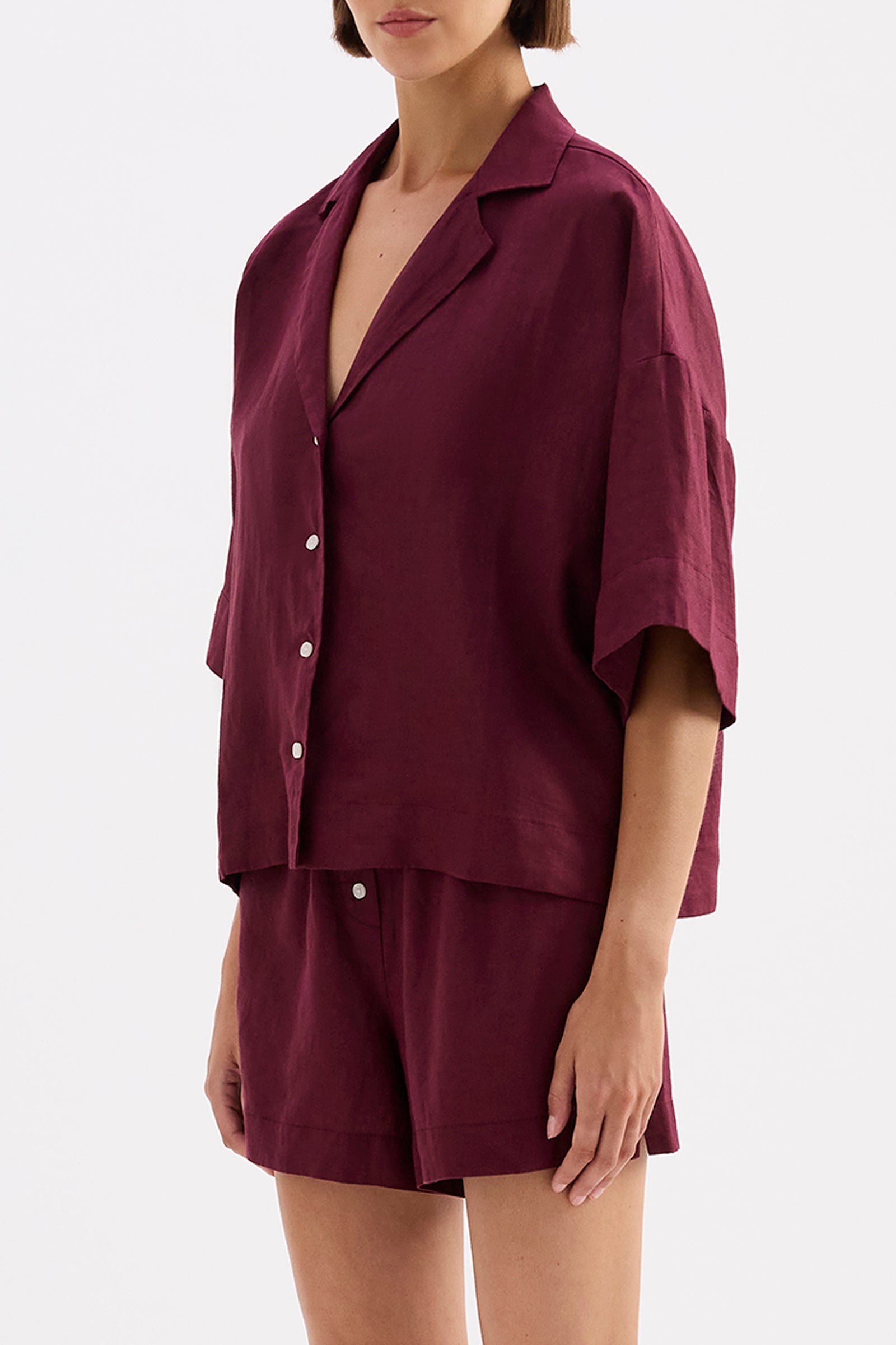 Lounge Linen Shirt Merlot 